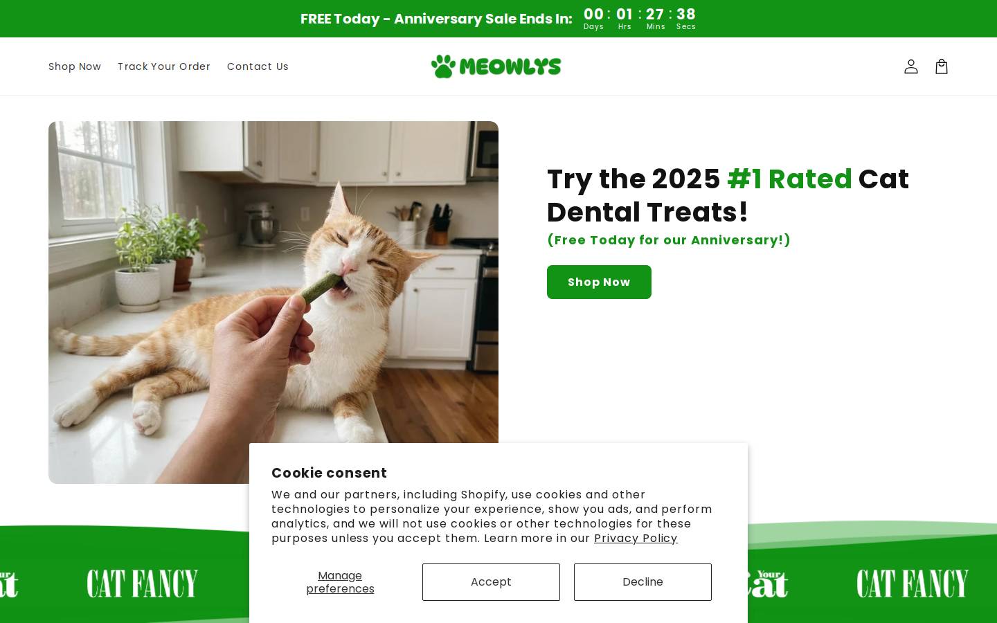 Meowlys homepage screenshot
