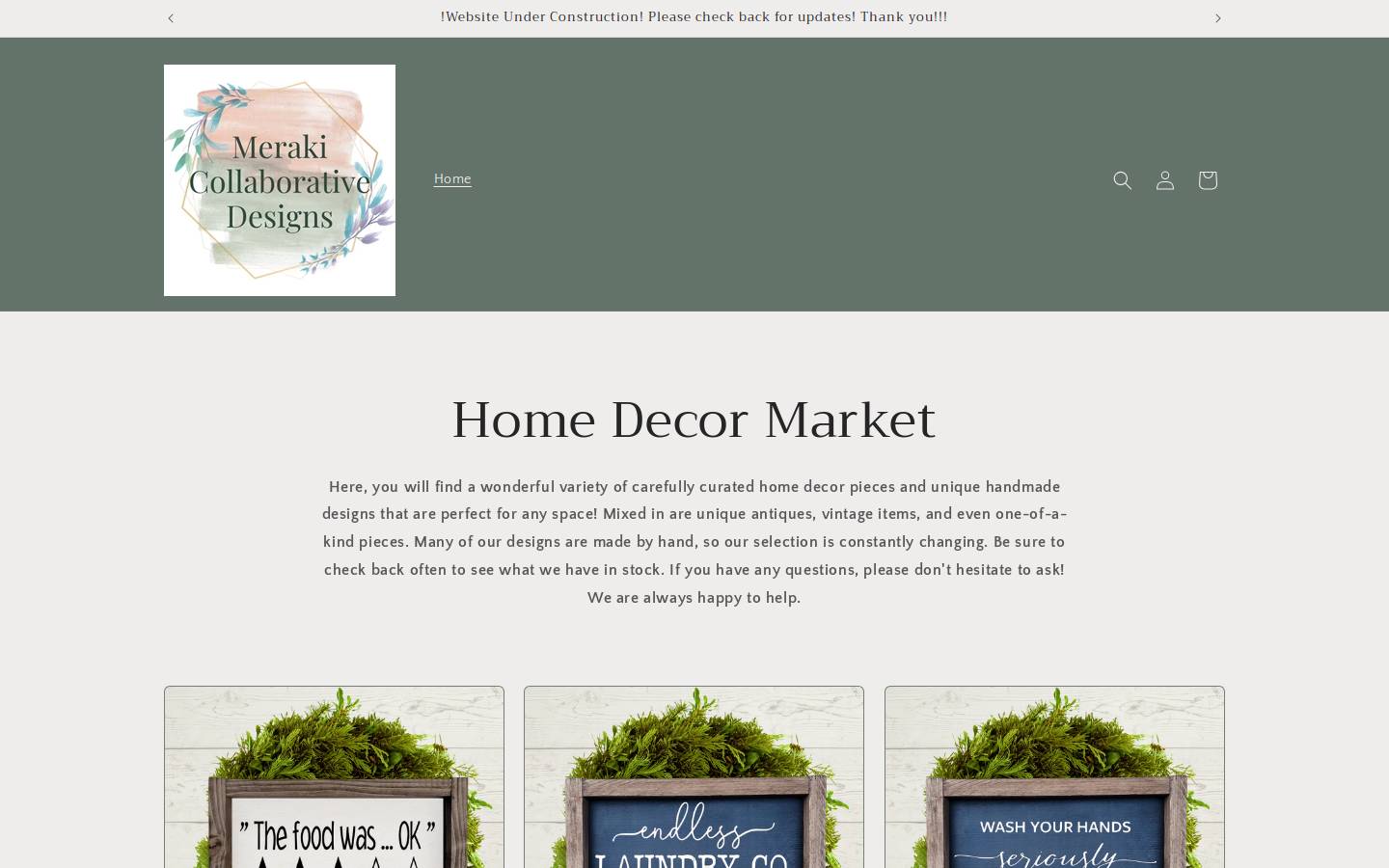 merakicollabdesigns.com homepage screenshot