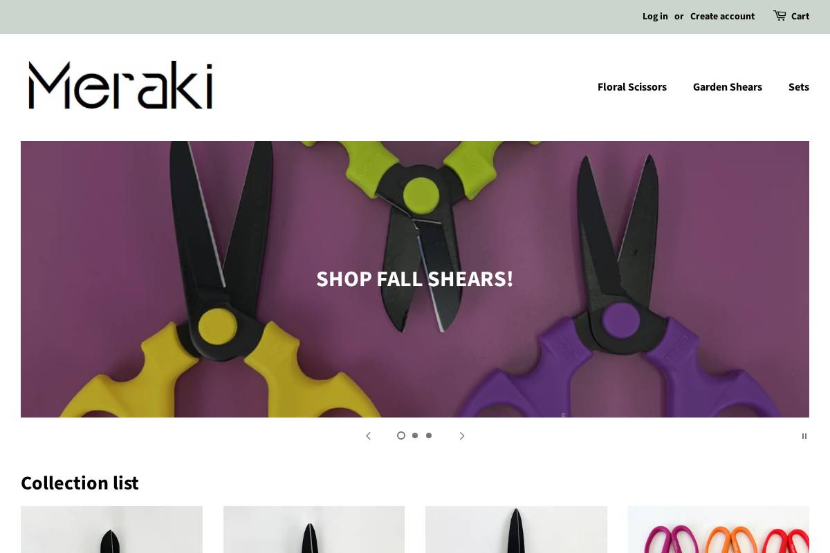 merakifloraltools.com homepage screenshot