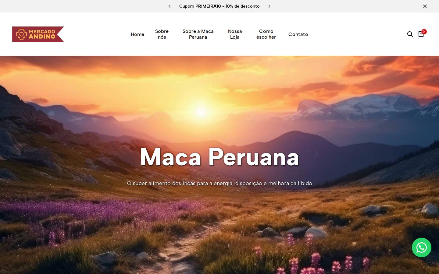 mercadoandino.com.br homepage screenshot