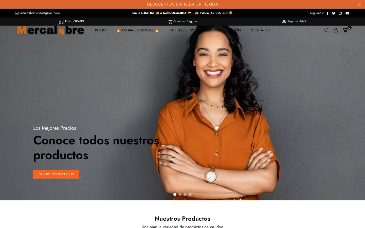 mercalibreshop.com homepage screenshot