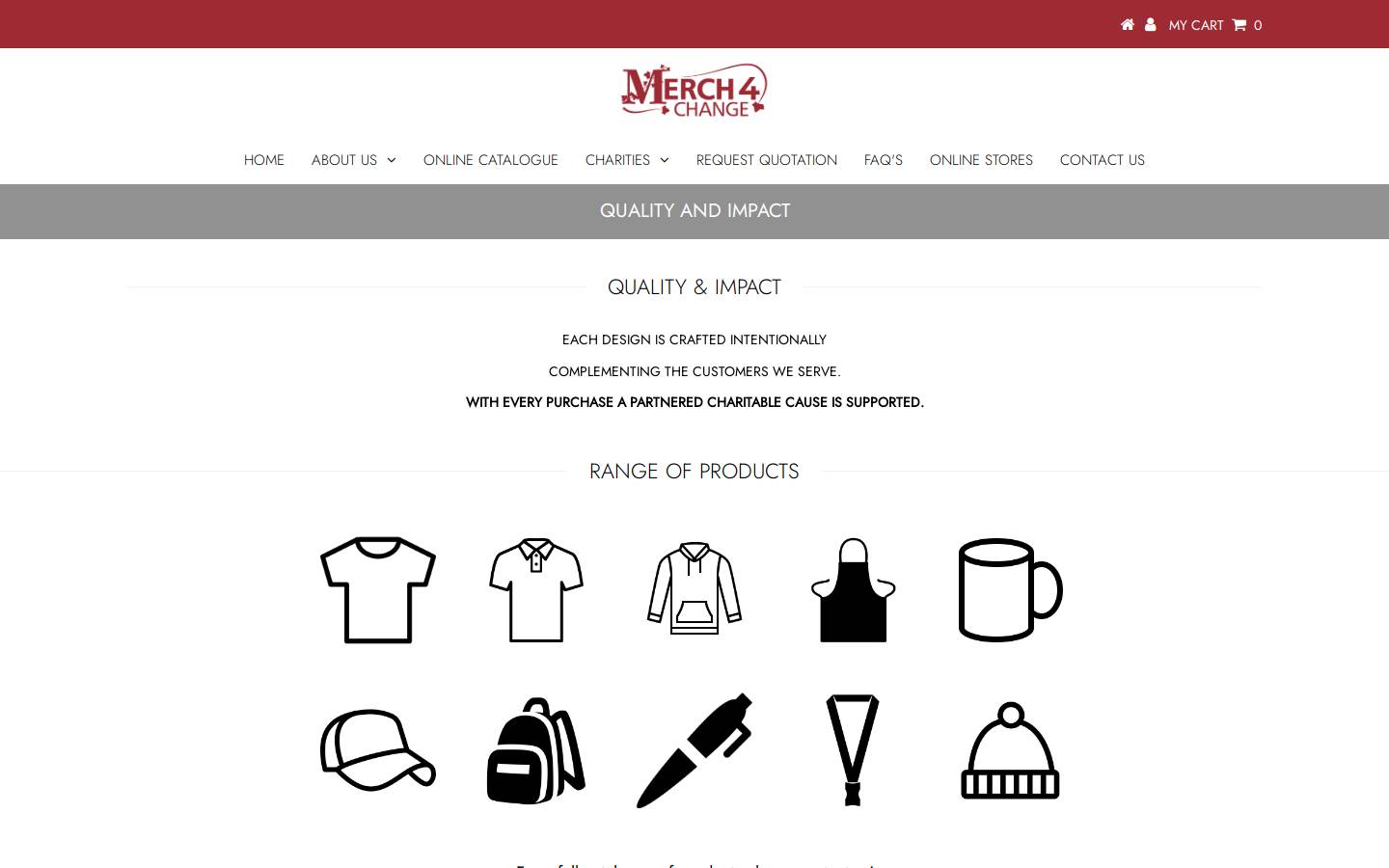 Merch4change homepage screenshot