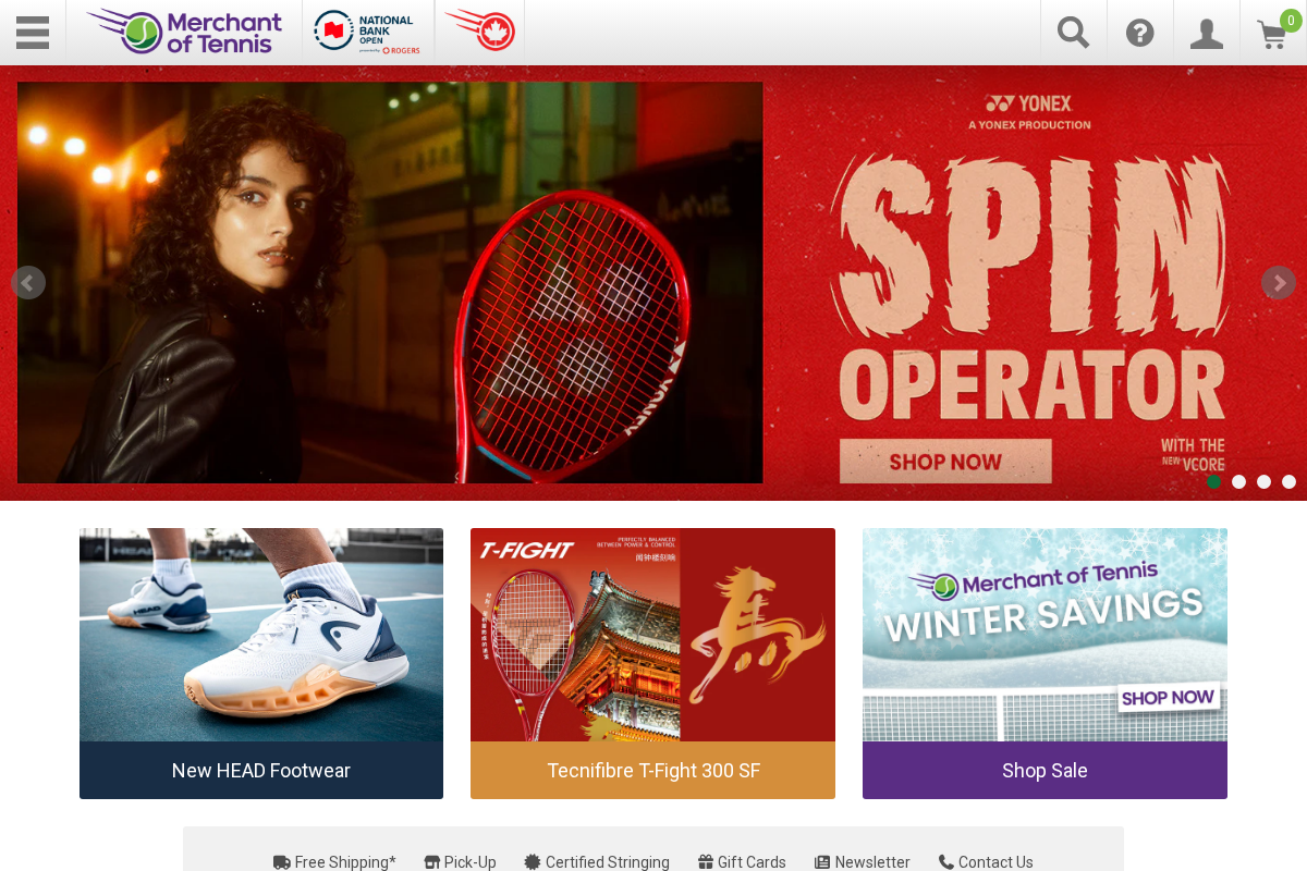 Merchant of Tennis homepage screenshot