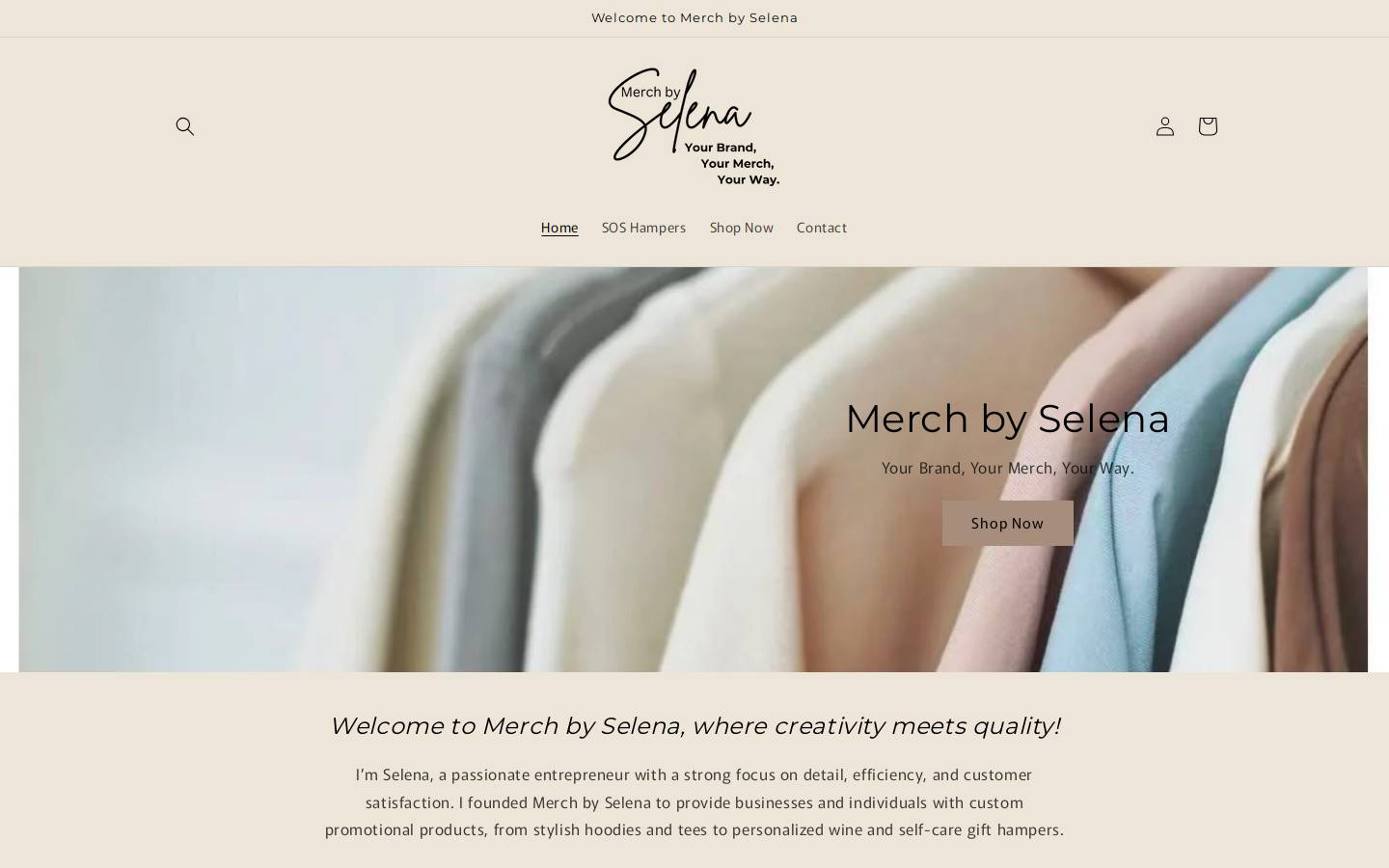 merchbyselena.com homepage screenshot