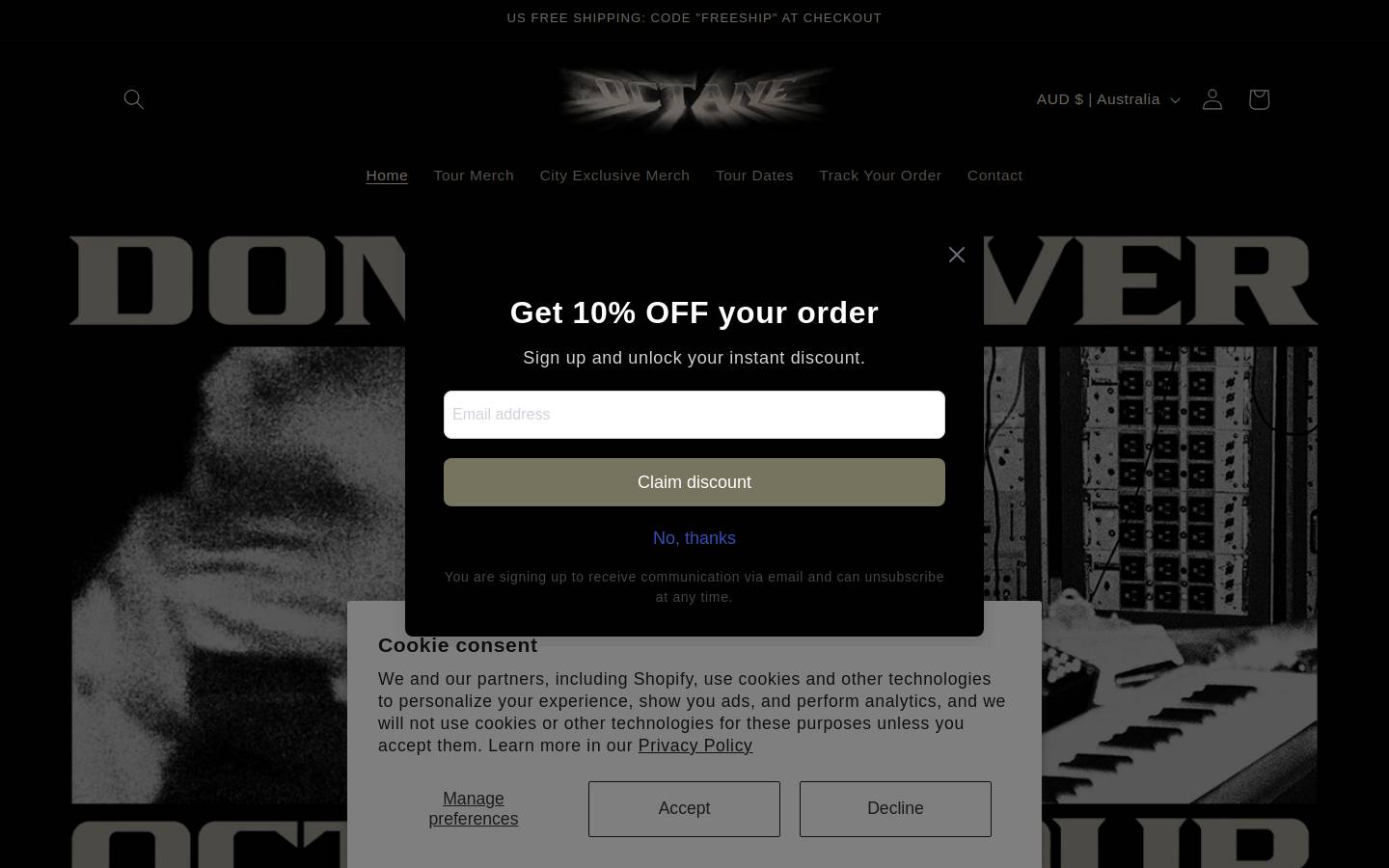 merchdontoliver.com homepage screenshot