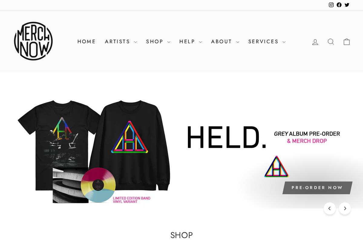 MerchNow homepage screenshot