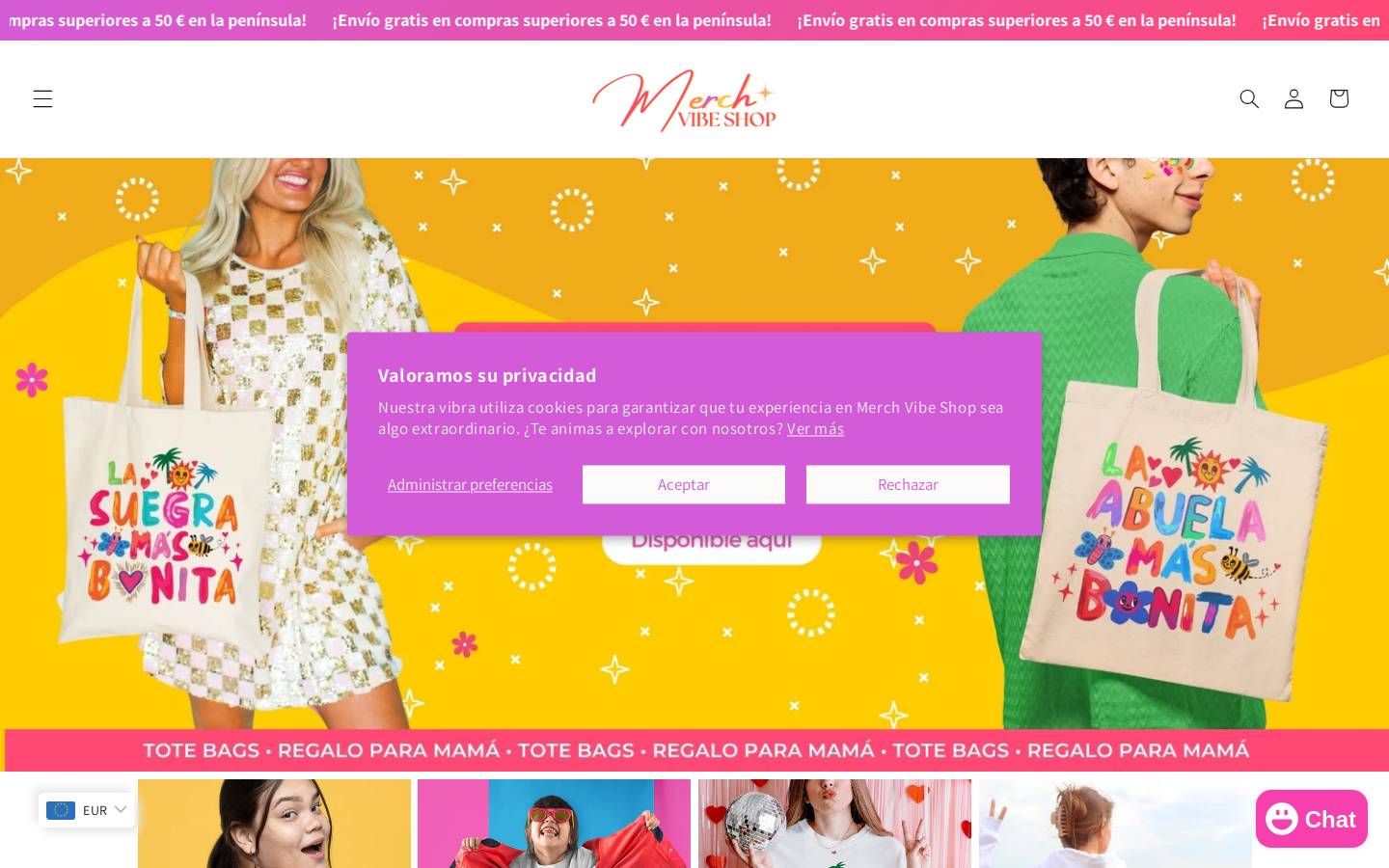 merchvibeshop.com homepage screenshot