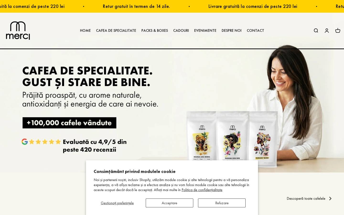 Merci Caffe homepage screenshot