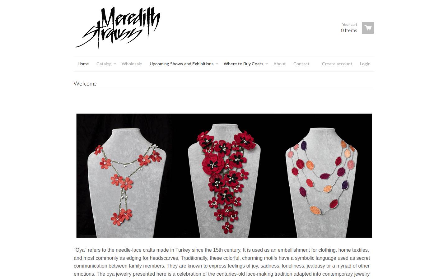meredithstrauss.com homepage screenshot