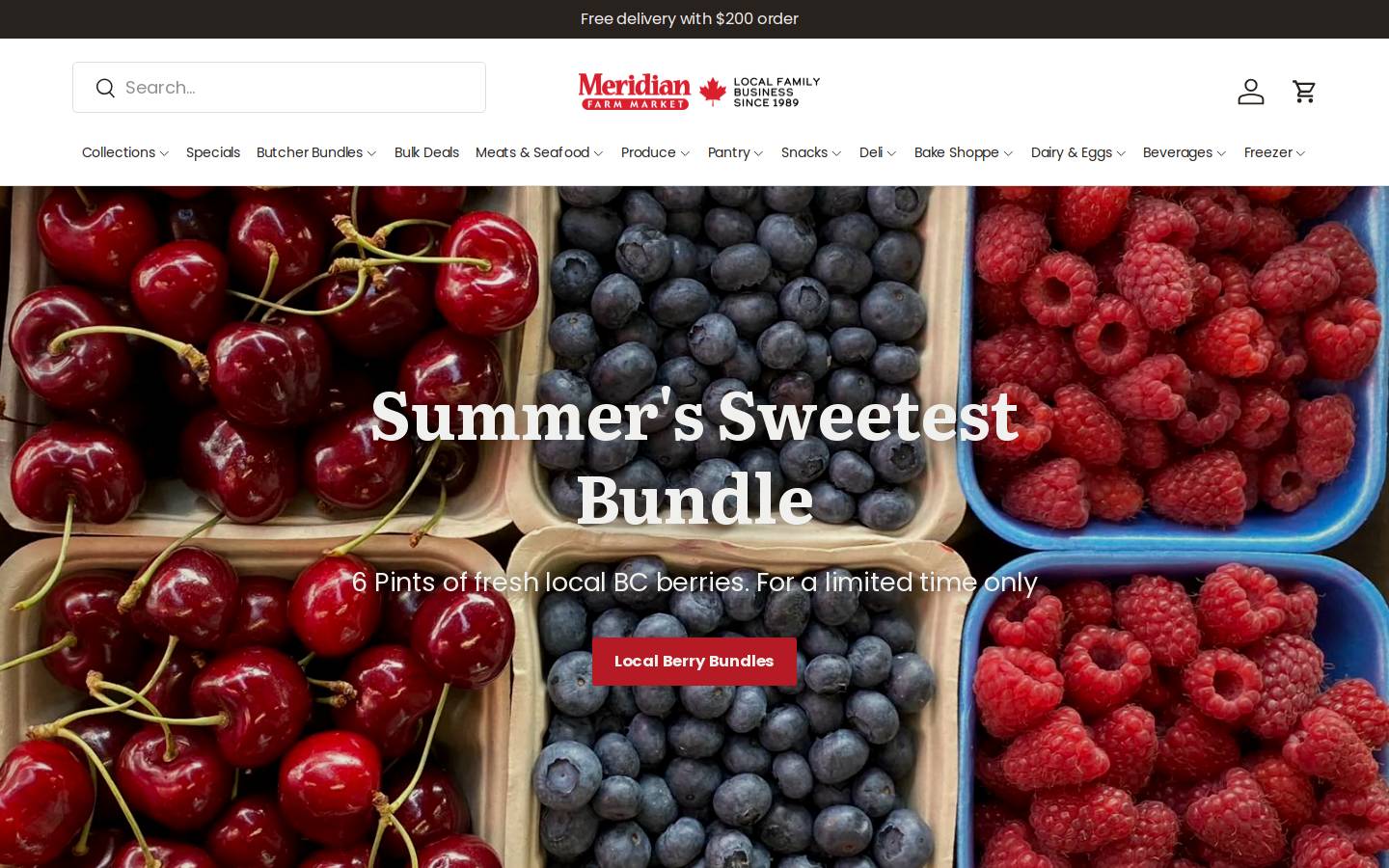 meridianfarmmarket.ca homepage screenshot