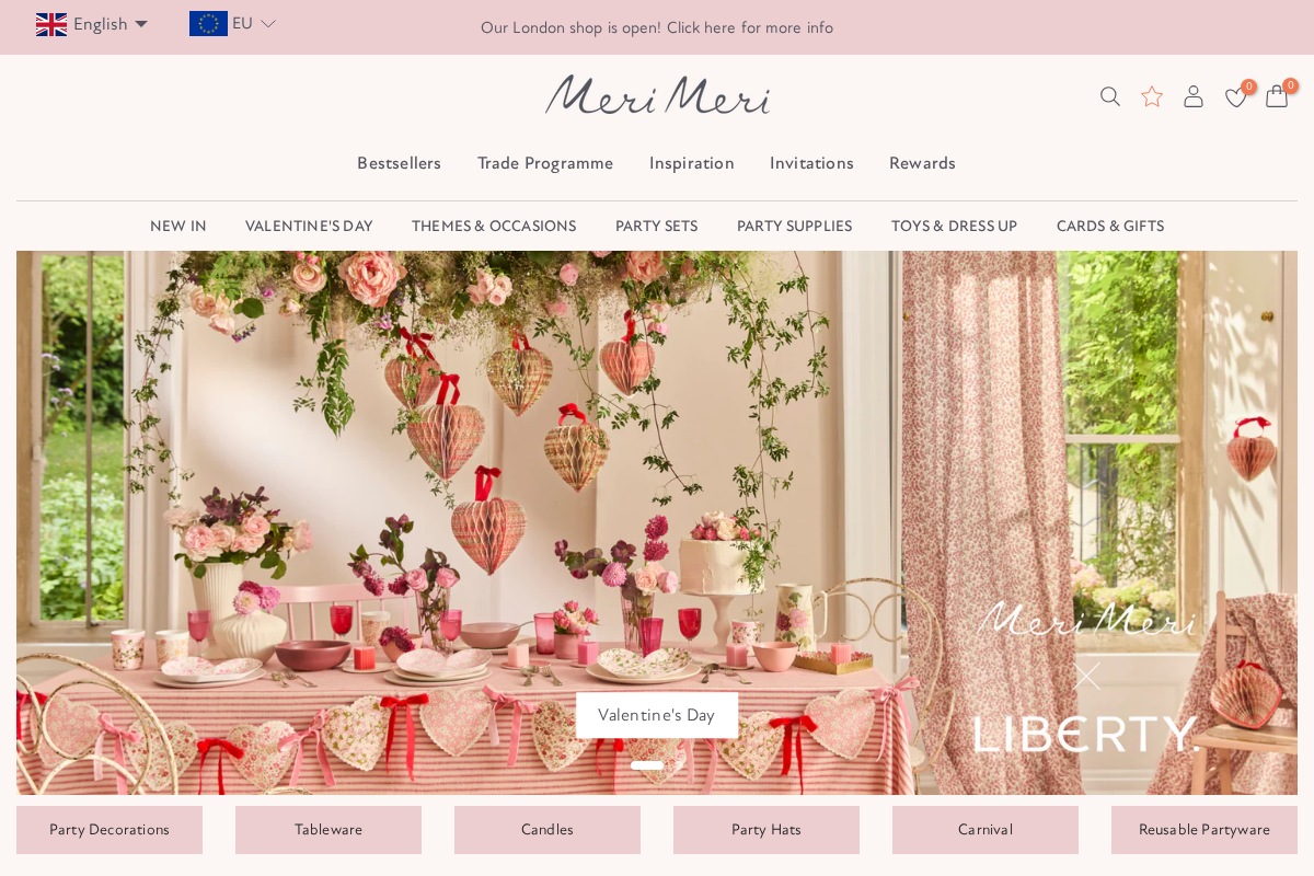 Meri Meri EU homepage screenshot