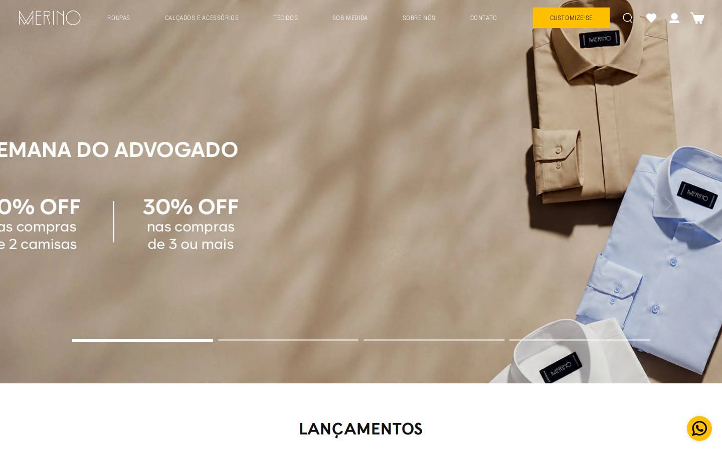 merinoalfaiataria.com.br homepage screenshot