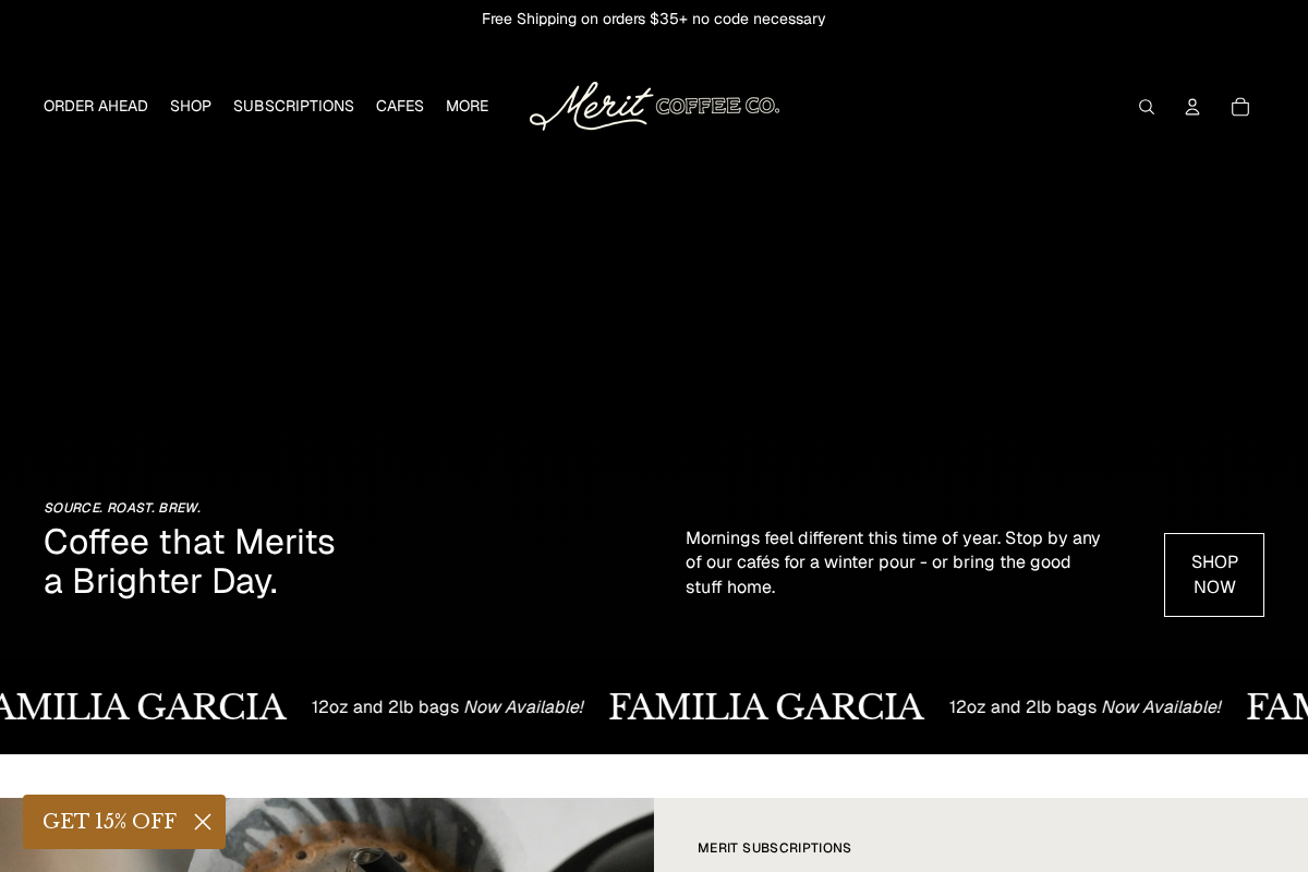 meritcoffee.com homepage screenshot