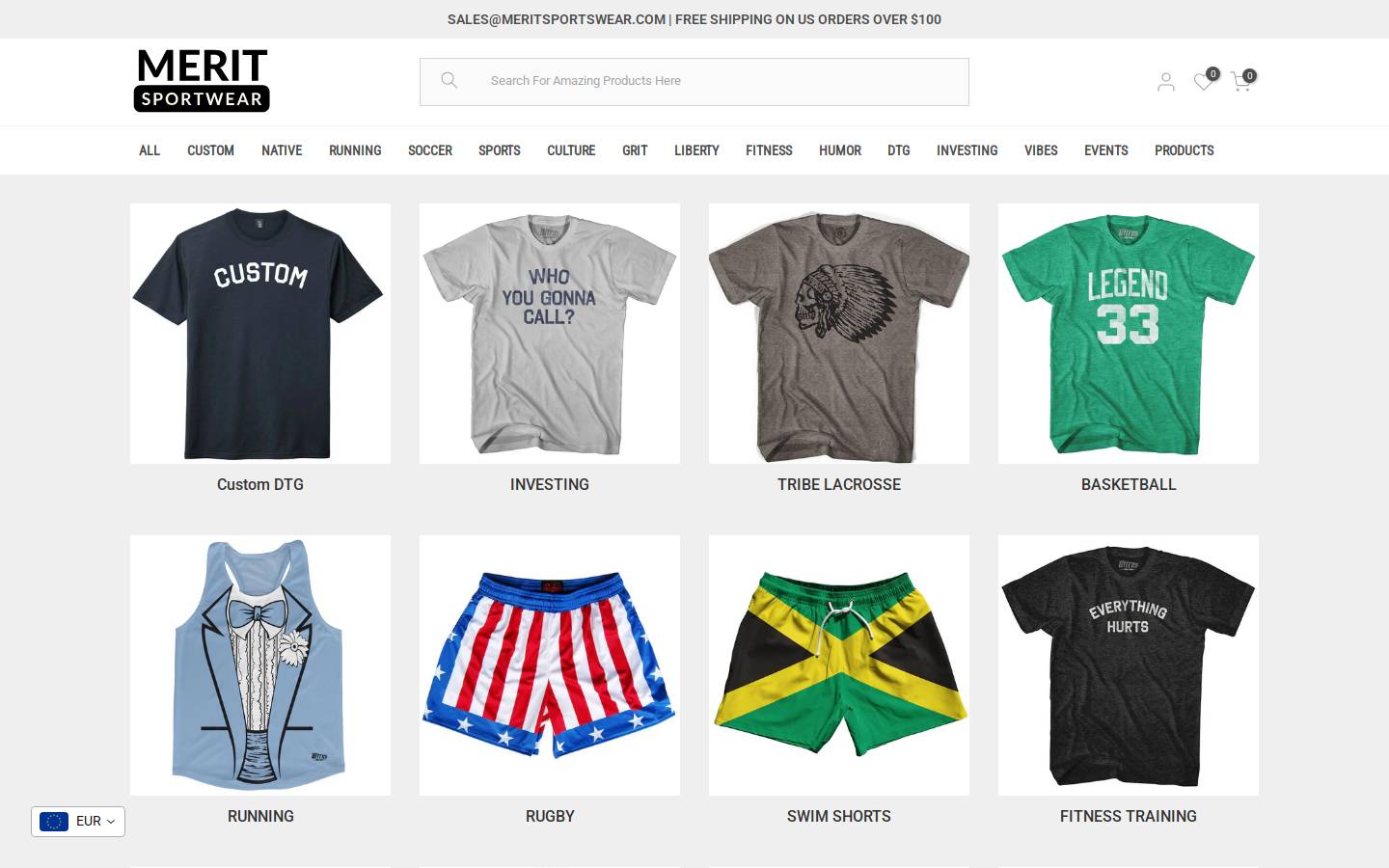 meritsportswear.com homepage screenshot