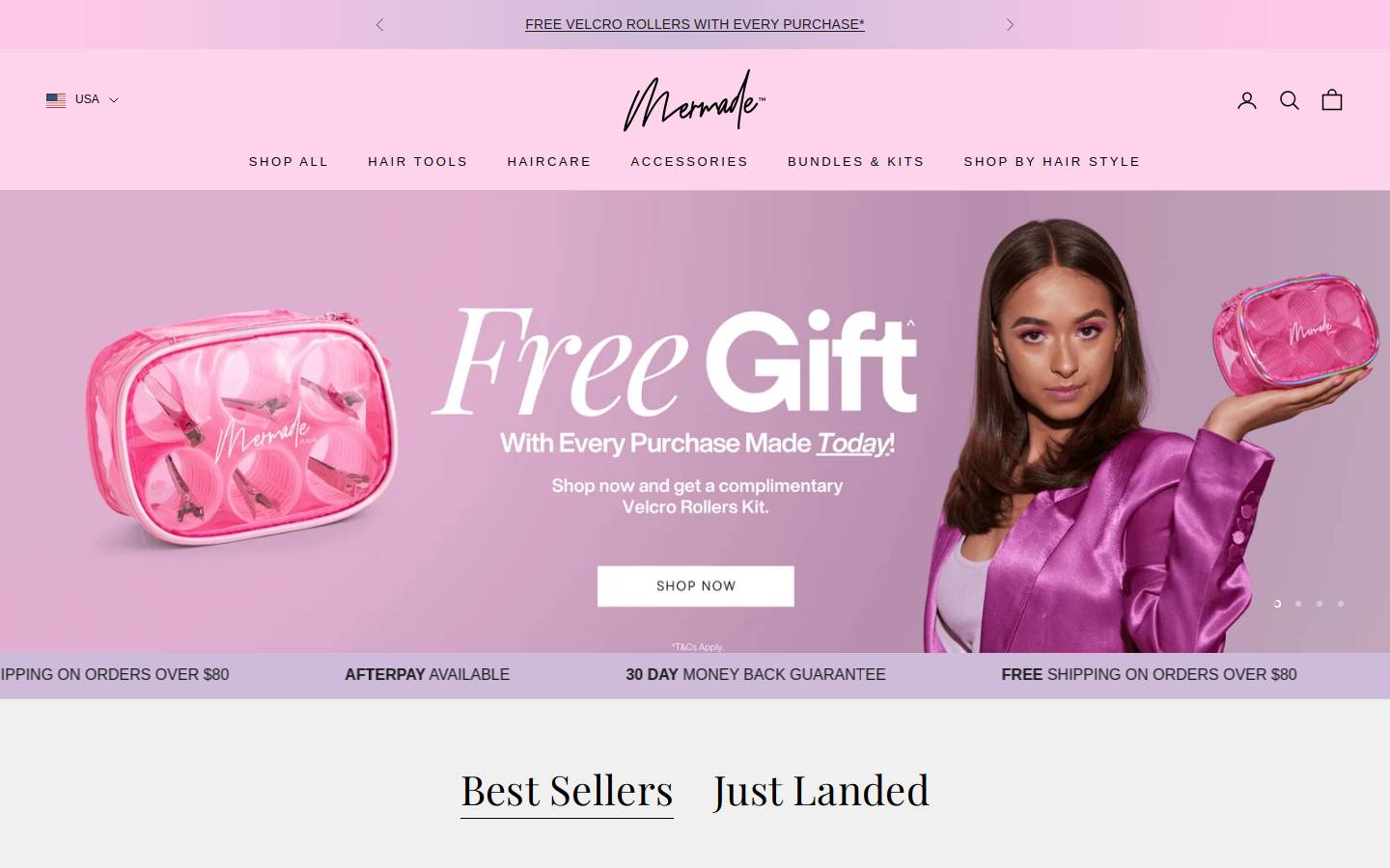 Mermade Hair US homepage screenshot