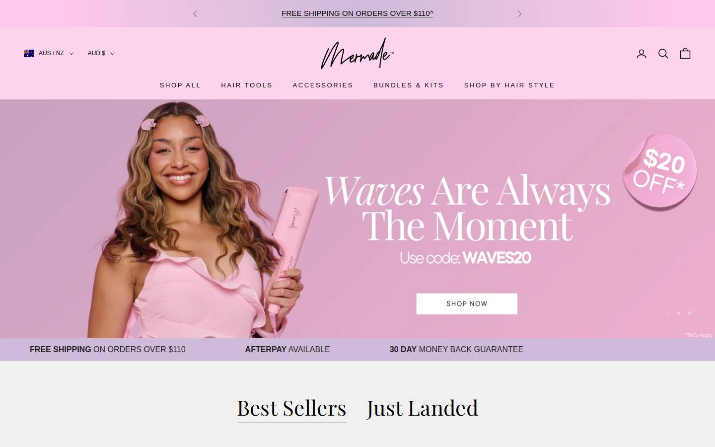 Mermade Hair US homepage screenshot