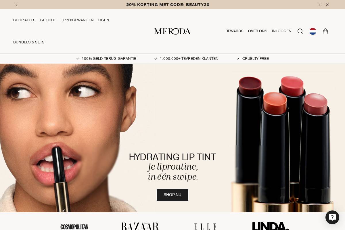 Meroda Cosmetics homepage screenshot