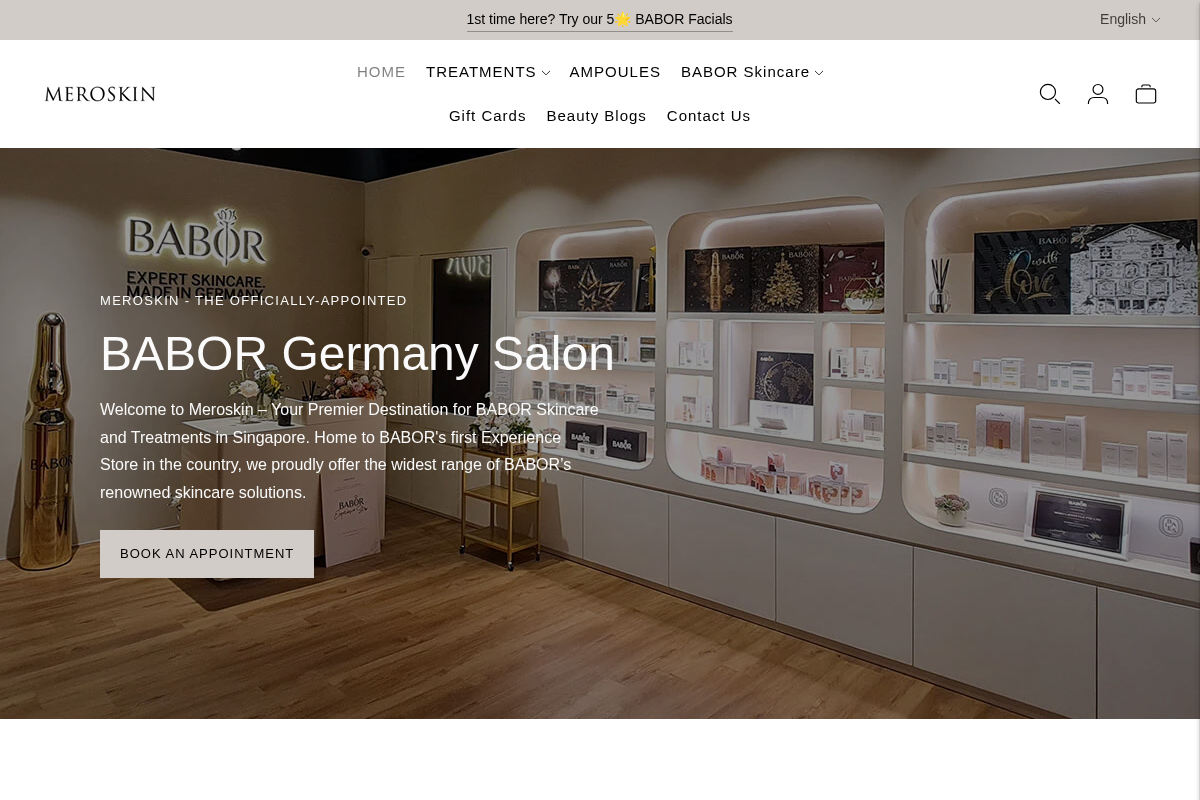 meroskin.com homepage screenshot
