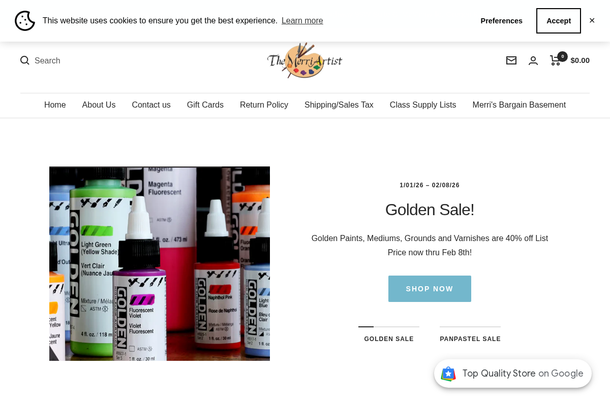 merriartist.com homepage screenshot