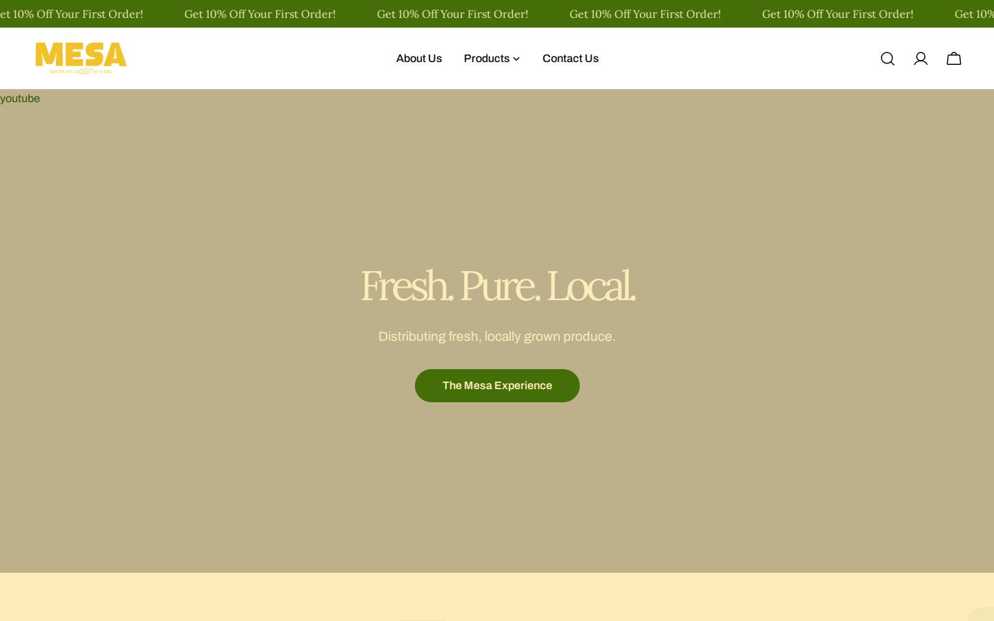 mesa-fresh.com homepage screenshot