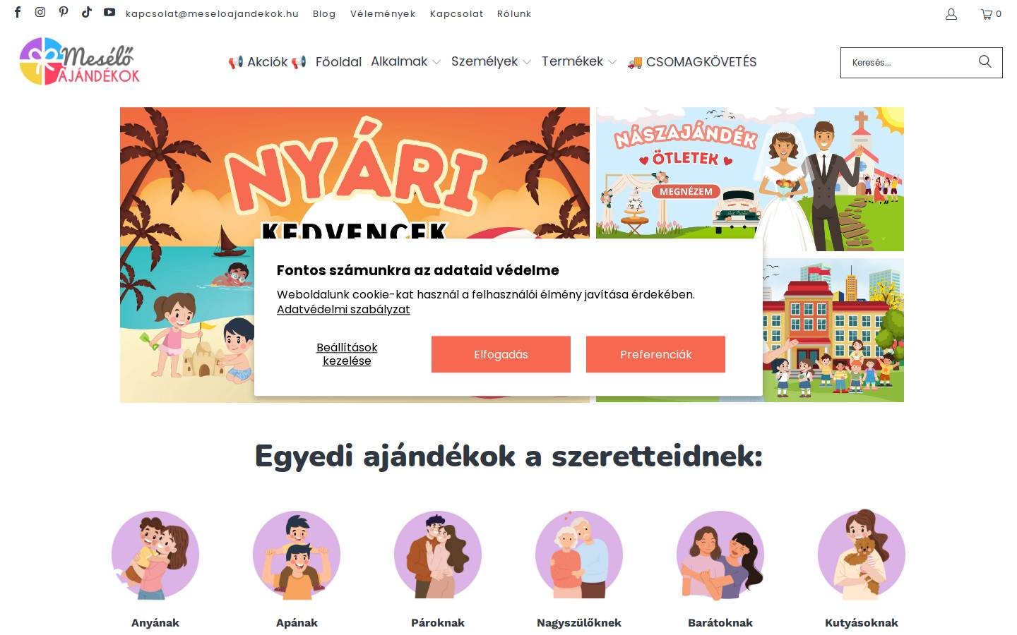 meseloajandekok.hu homepage screenshot