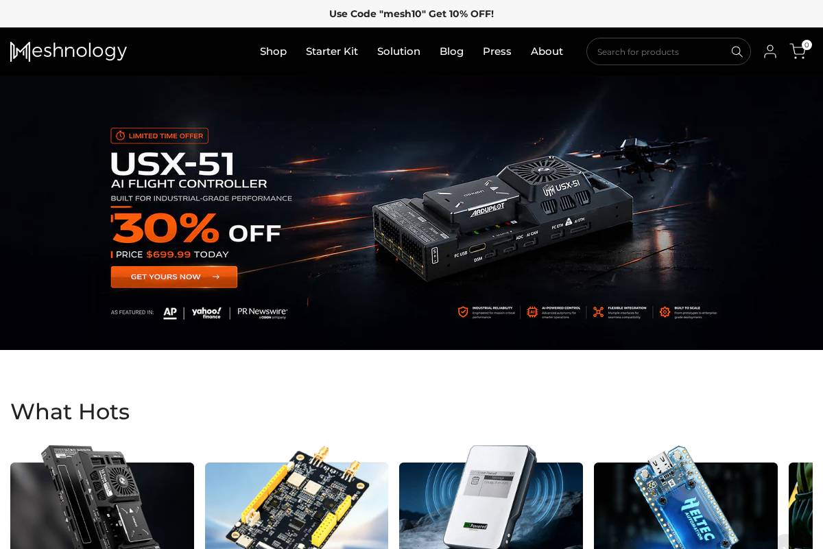 Meshnology homepage screenshot