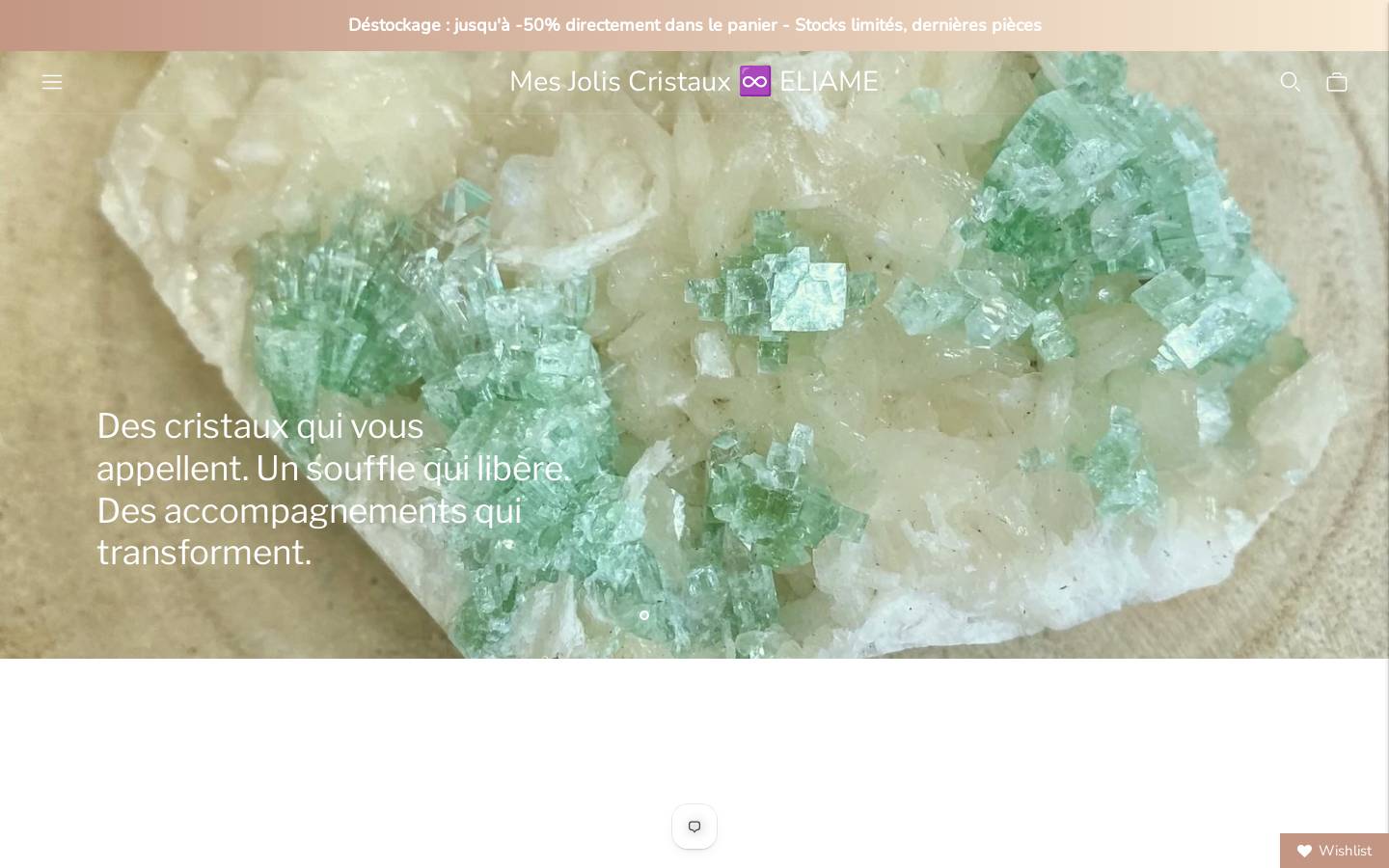 mesjoliscristaux.com homepage screenshot