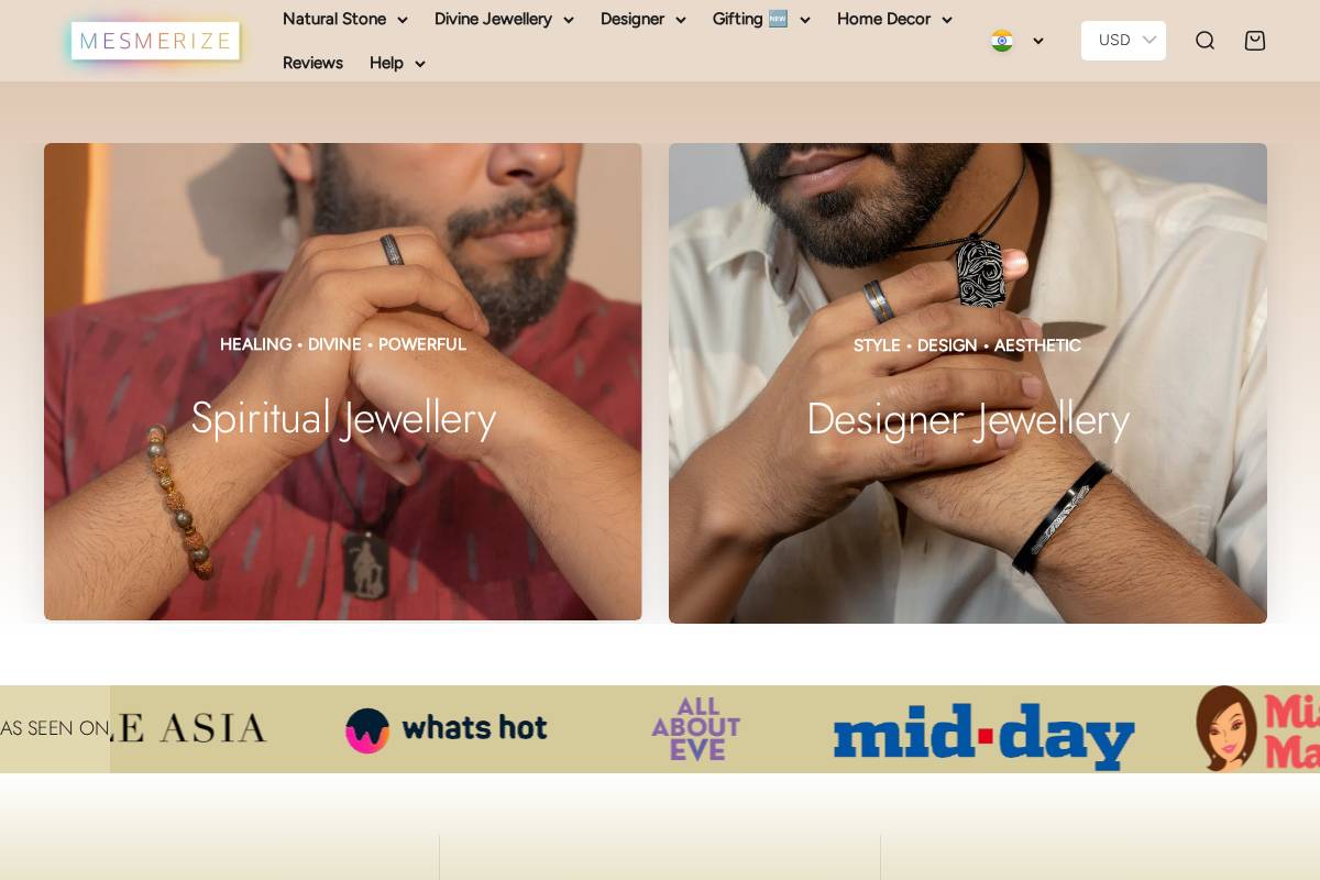 mesmerizeindia.com homepage screenshot