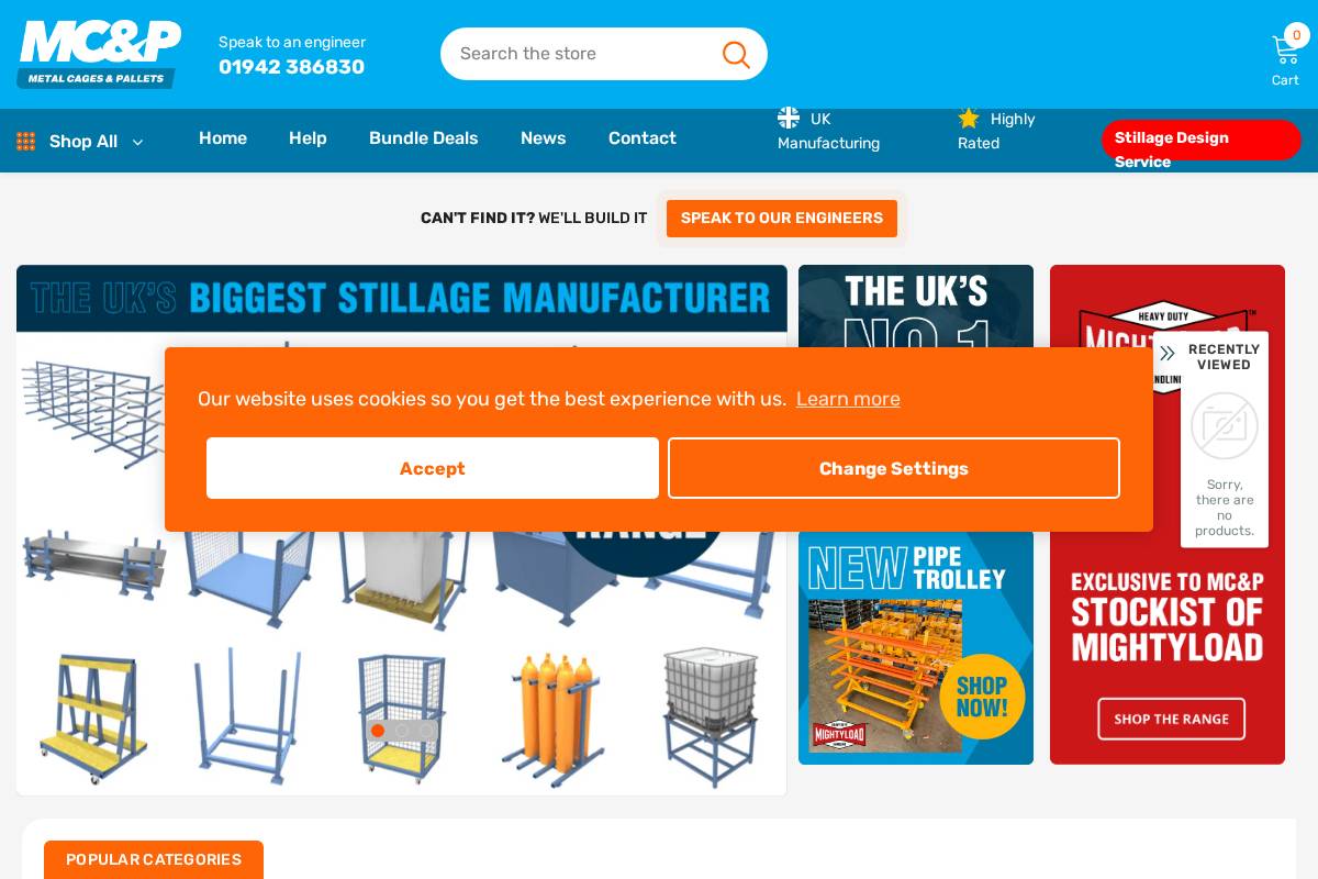 Metal Cages & Pallets homepage screenshot