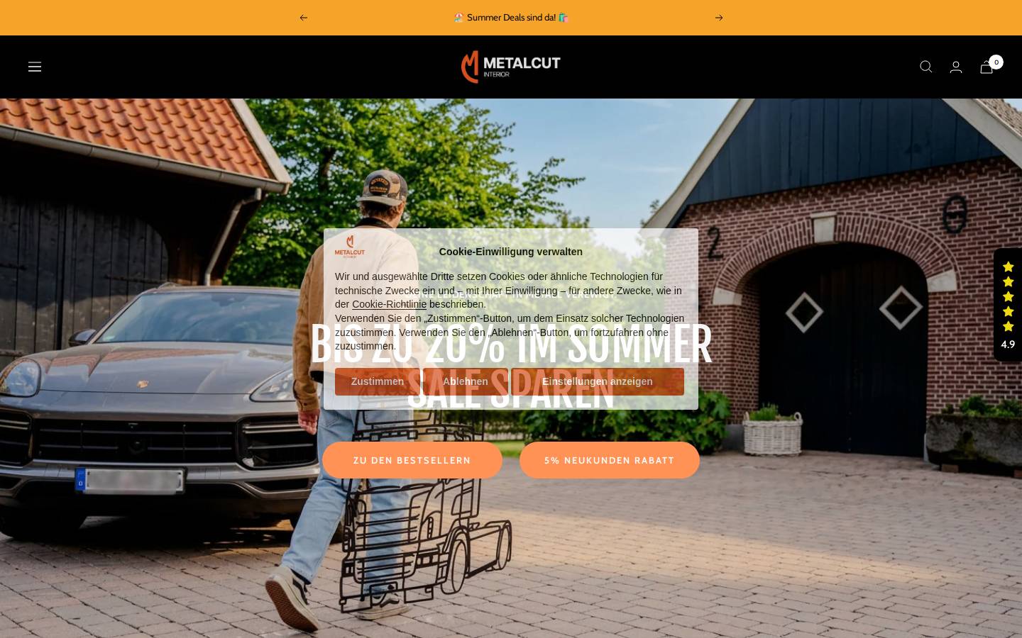 MetalCut Interior homepage screenshot