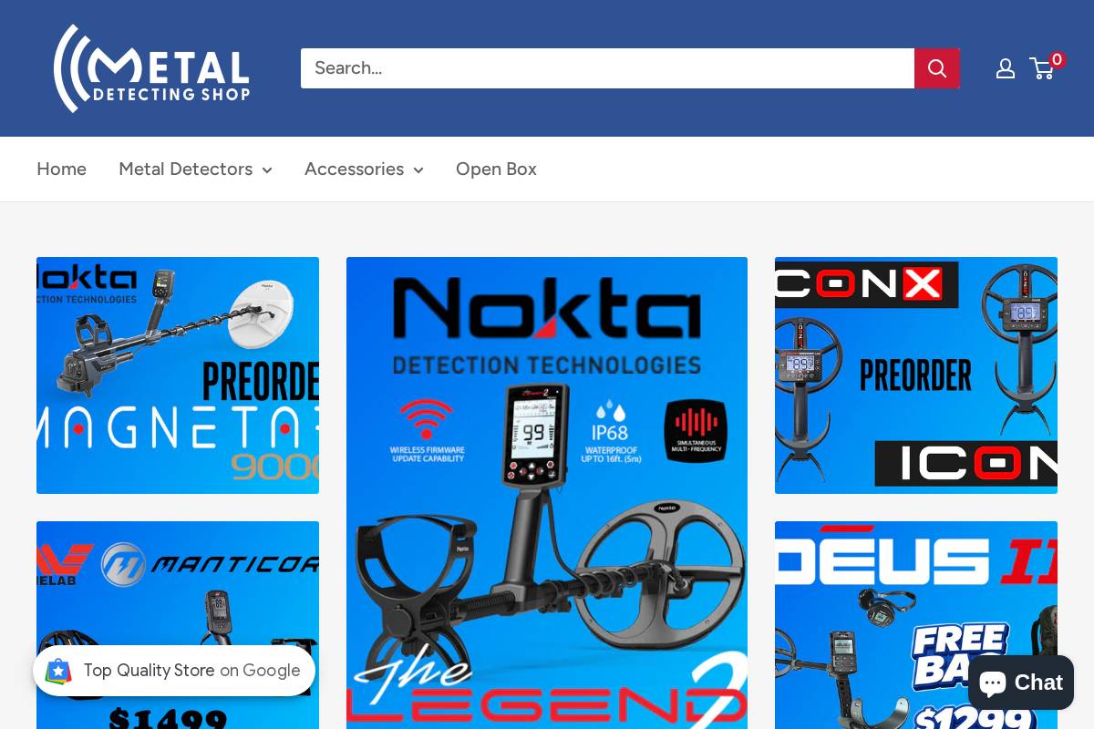 Metaldetectingshop homepage screenshot