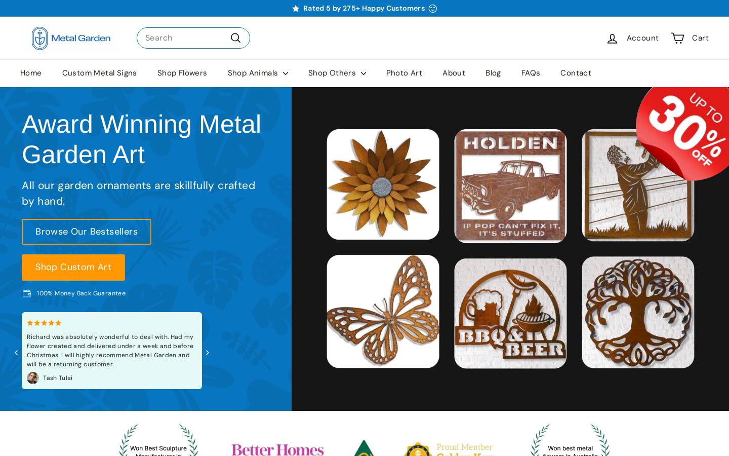 metalgarden.com.au homepage screenshot