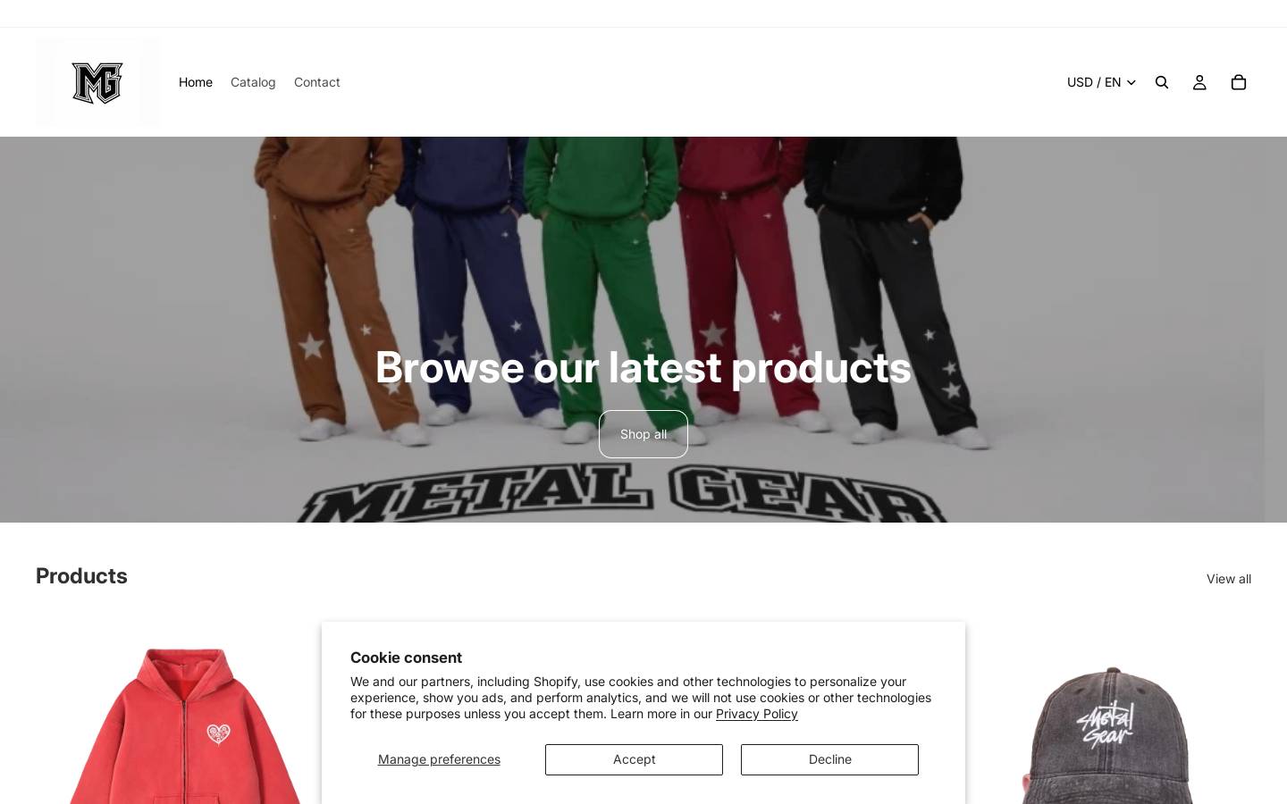 metalgearshop.com homepage screenshot