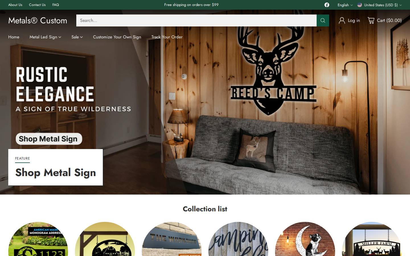 metalscustom.com homepage screenshot