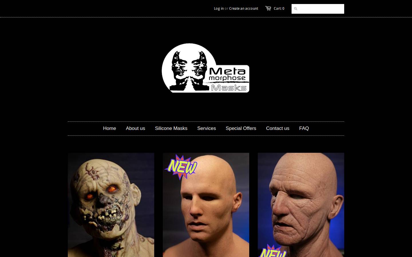 metamorphosemasks.com homepage screenshot