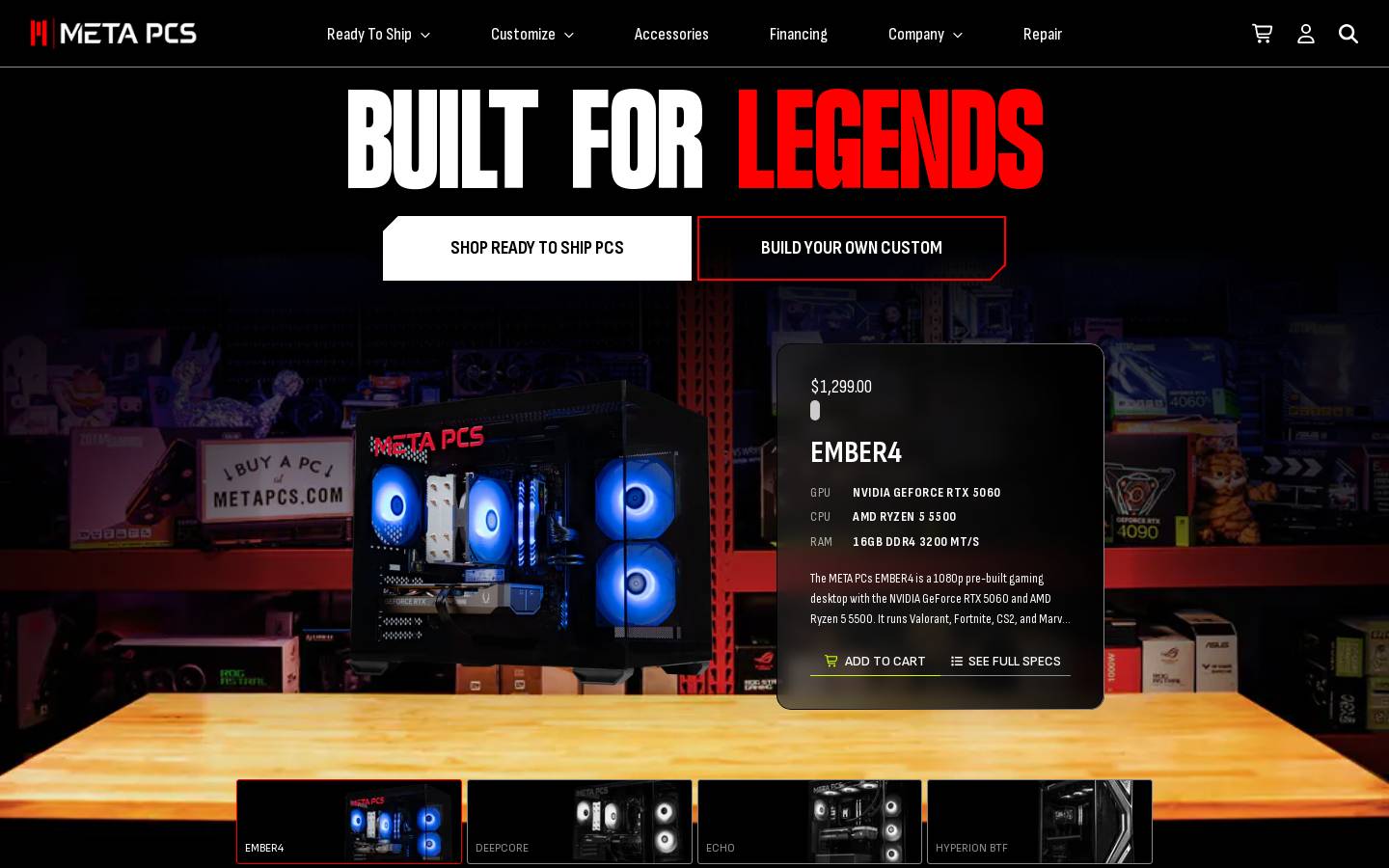 META PCs homepage screenshot