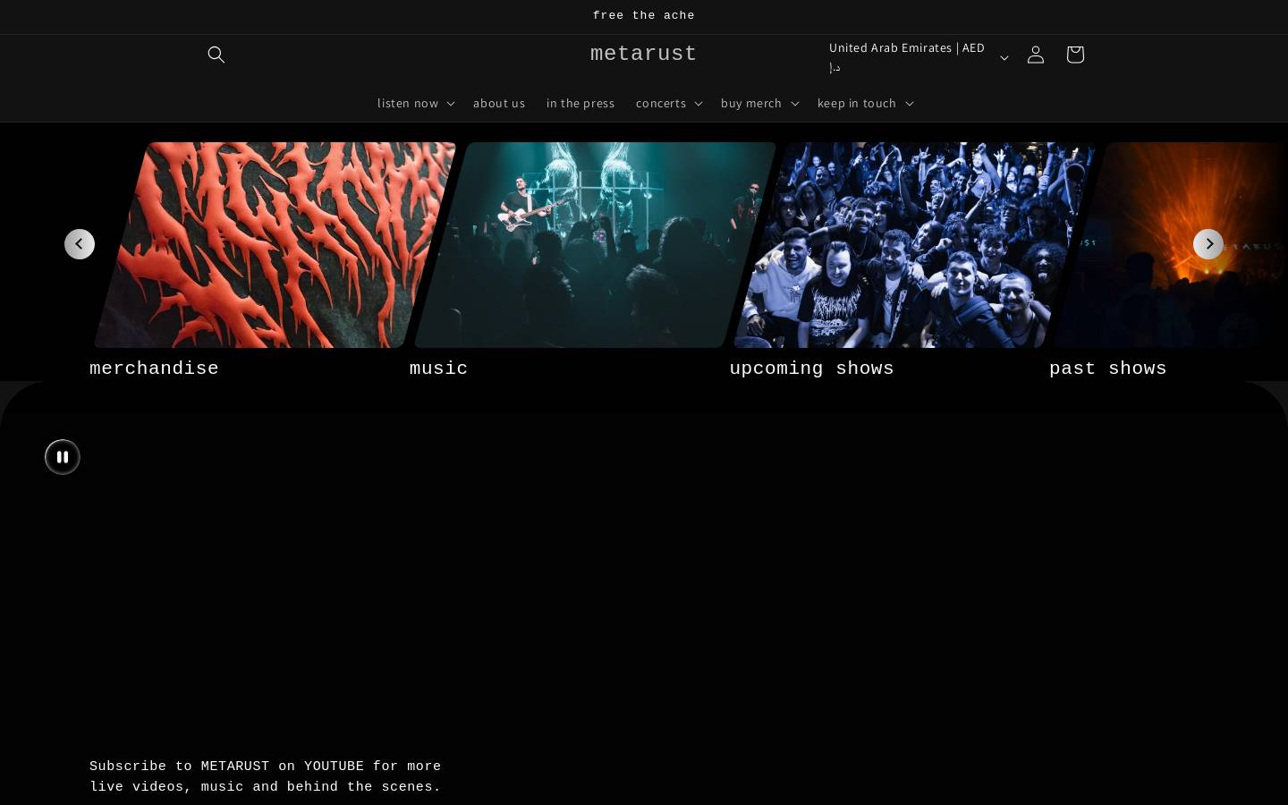 metarust.band homepage screenshot