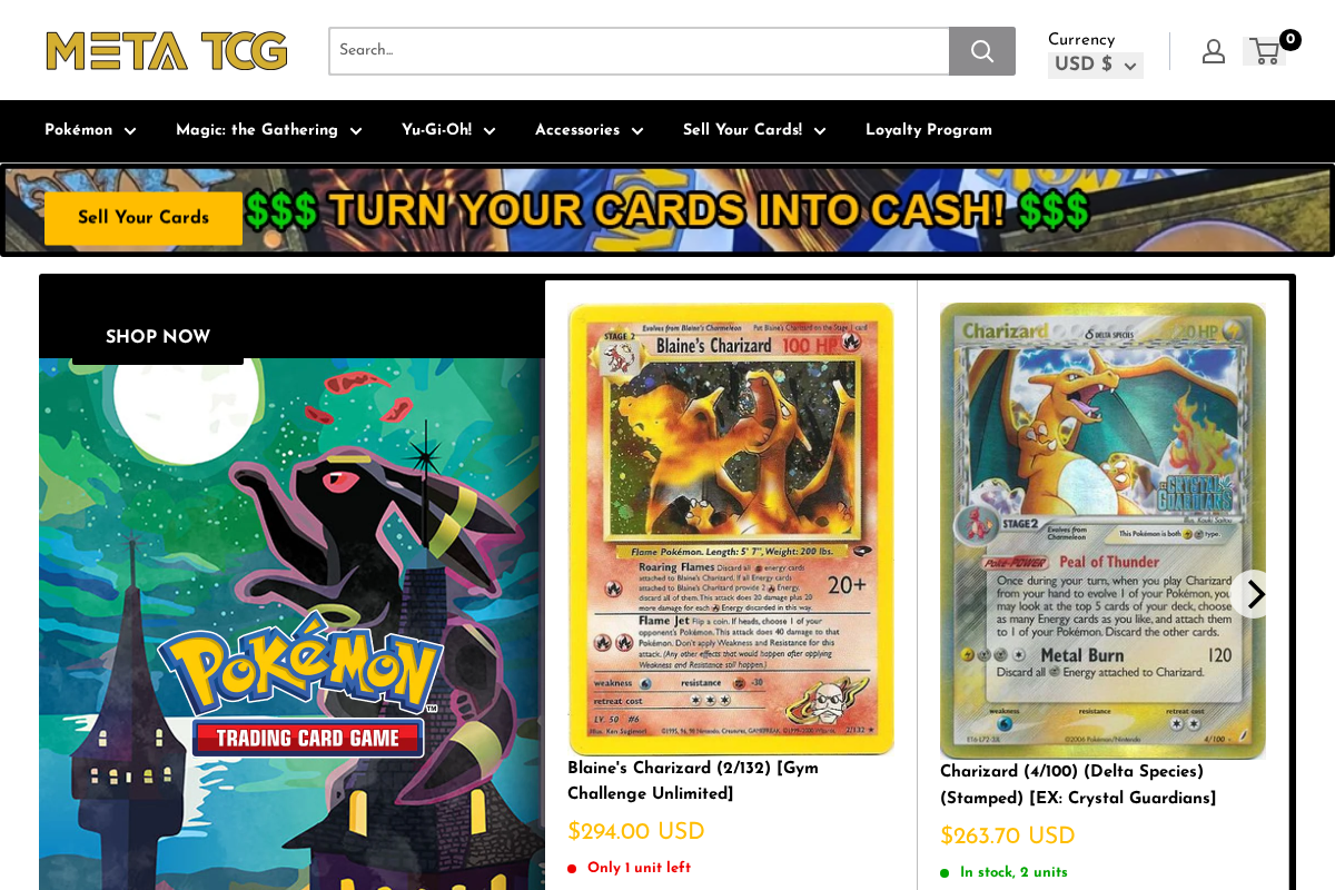 Metatcg homepage screenshot