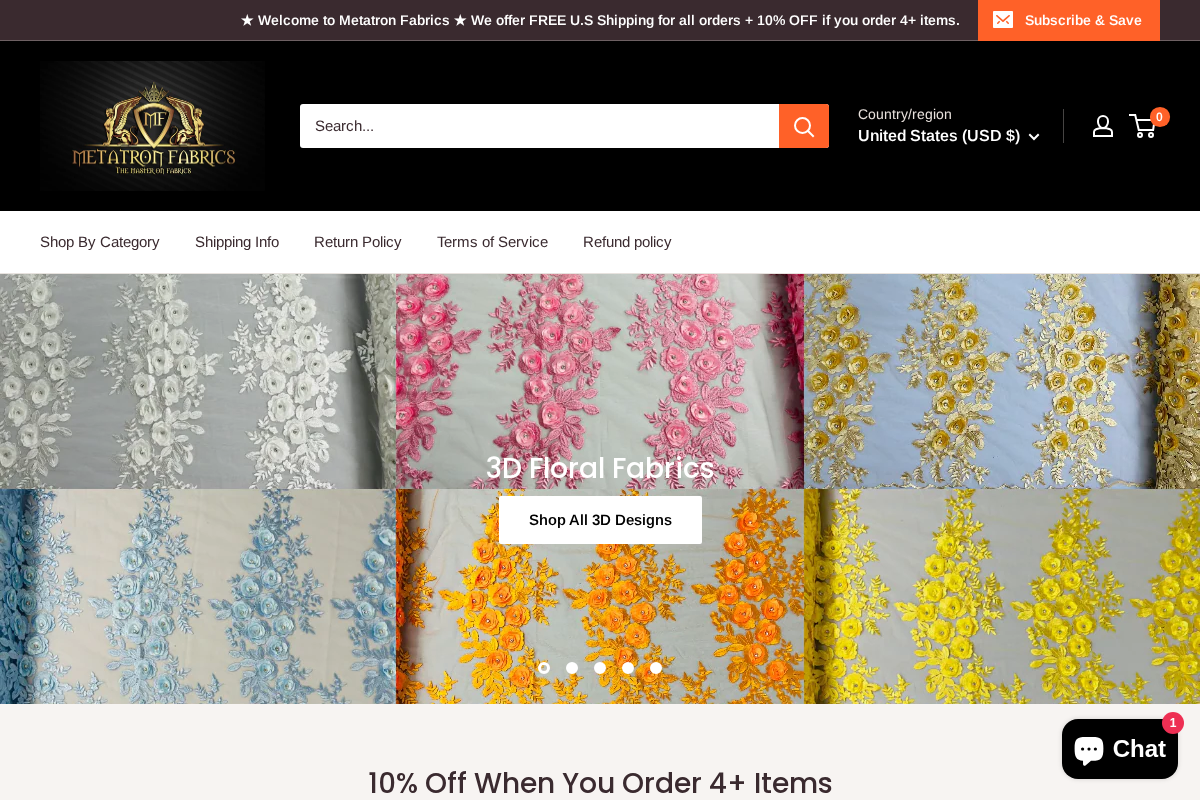 metatronfabrics.com homepage screenshot