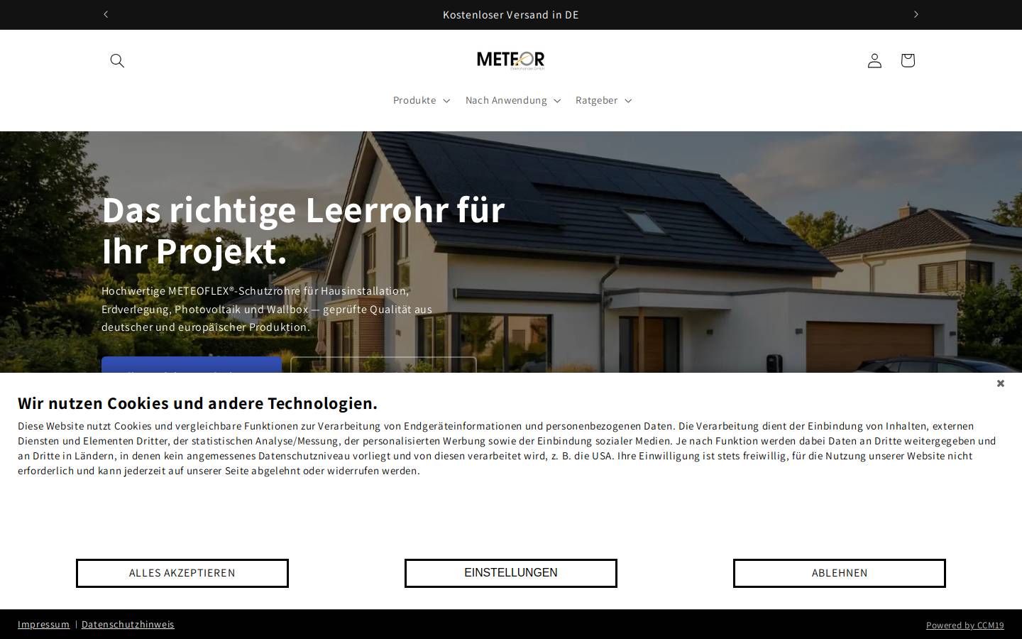 meteor-elektro.de homepage screenshot