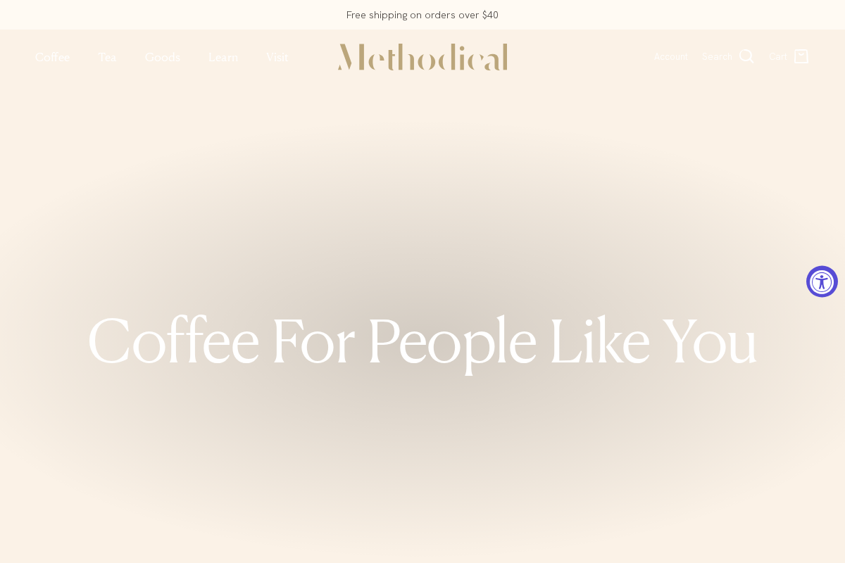 Methodical Coffee homepage screenshot
