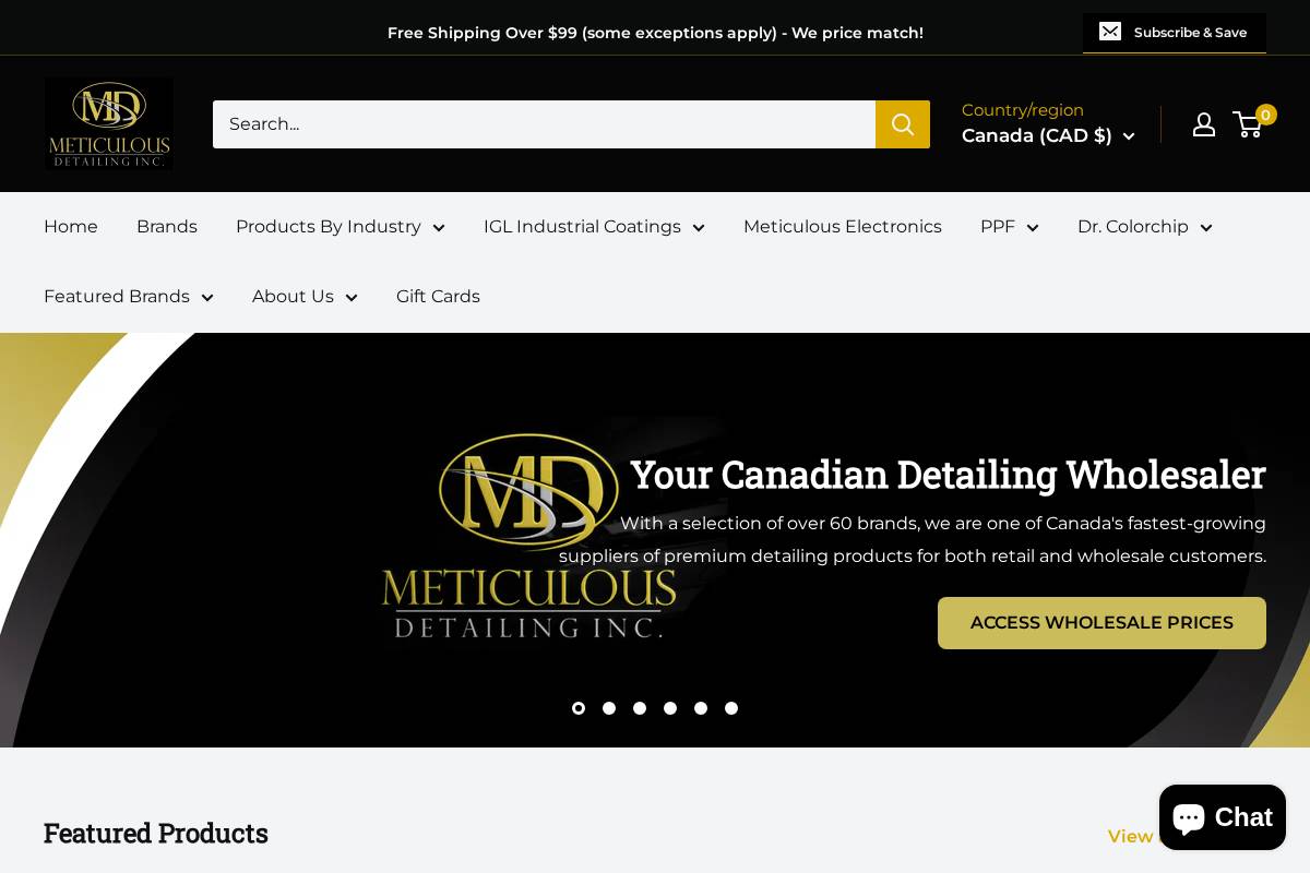 meticulousdetailing.ca homepage screenshot
