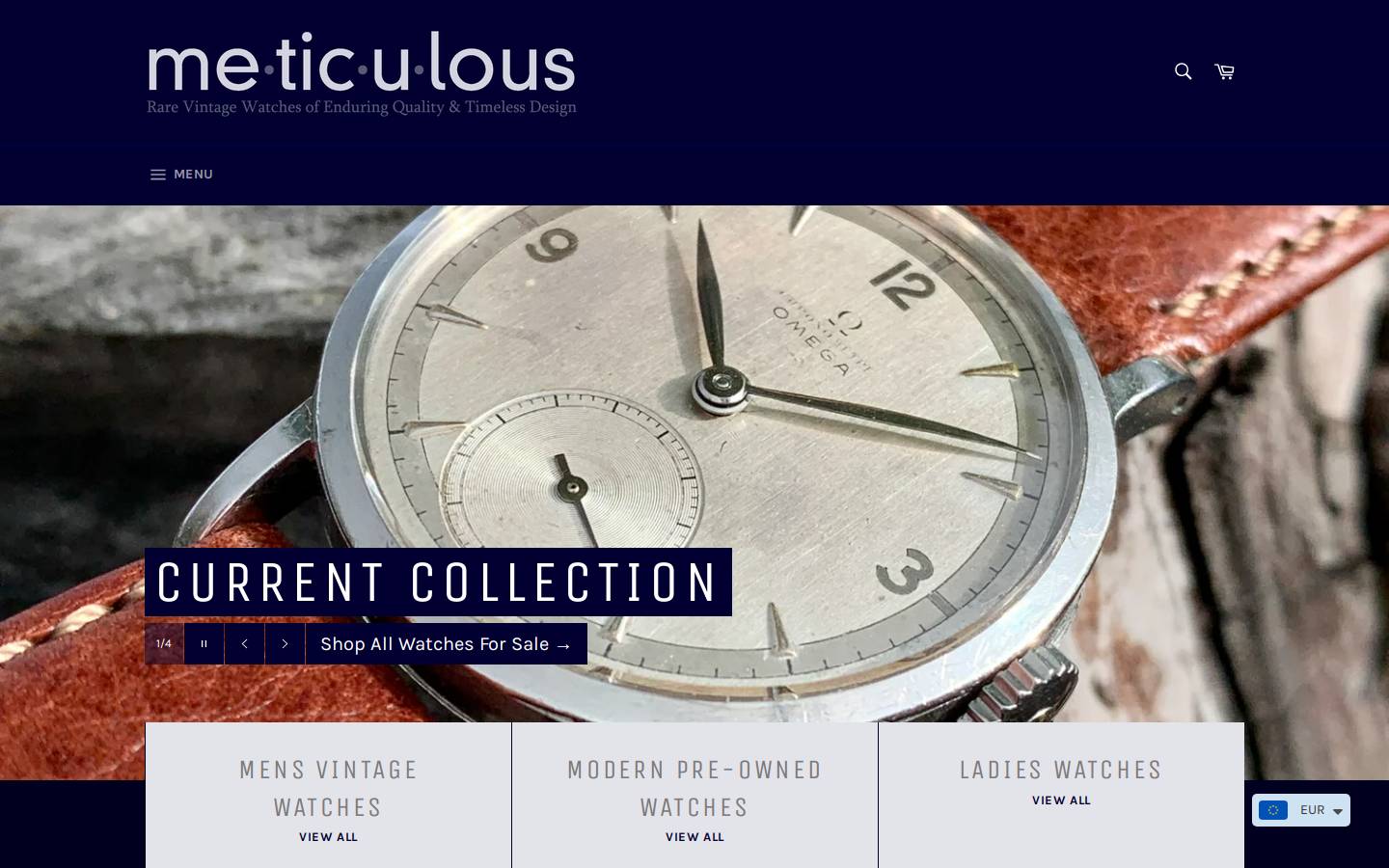 meticulouswatches.com homepage screenshot
