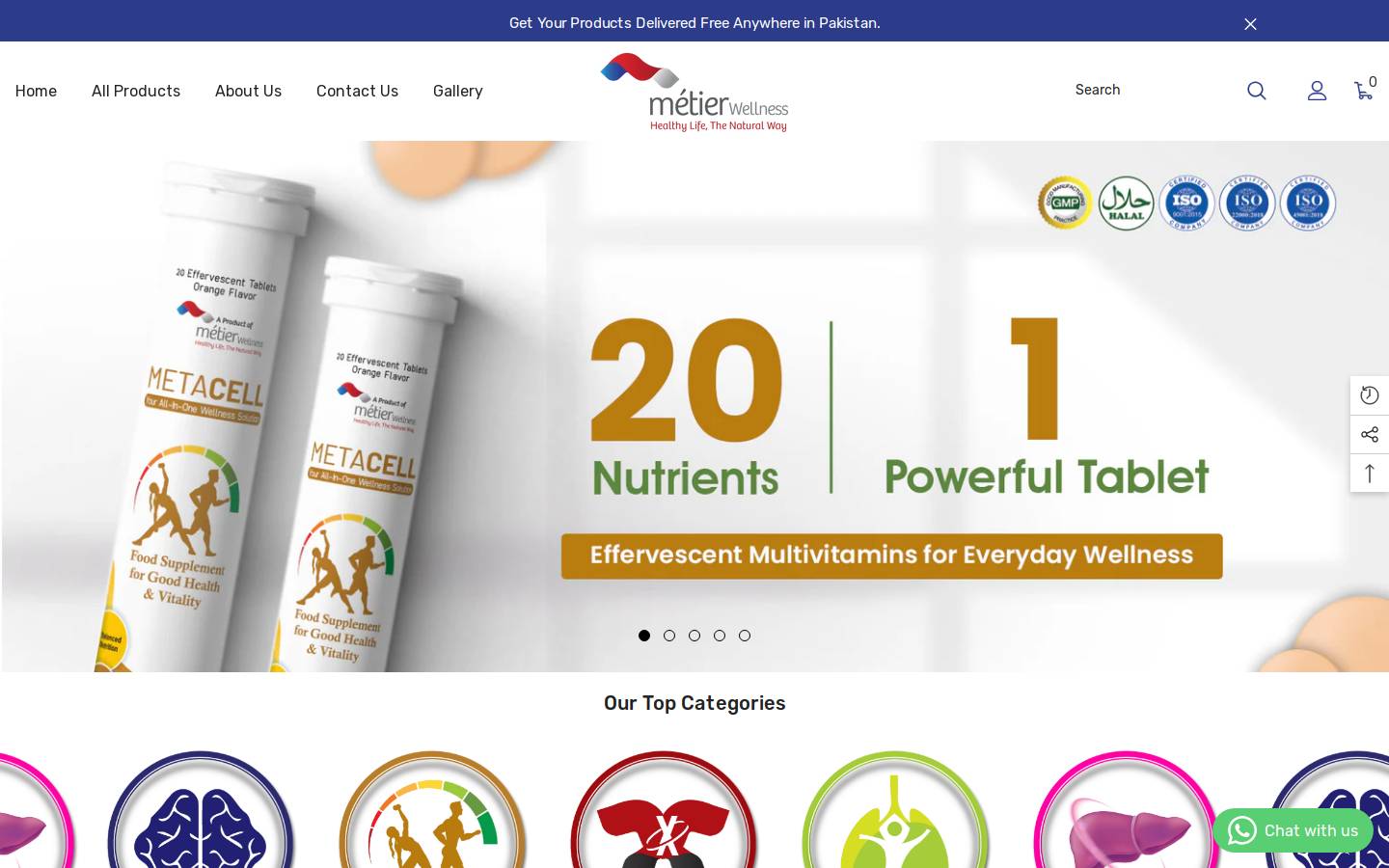 metierwellness.com homepage screenshot