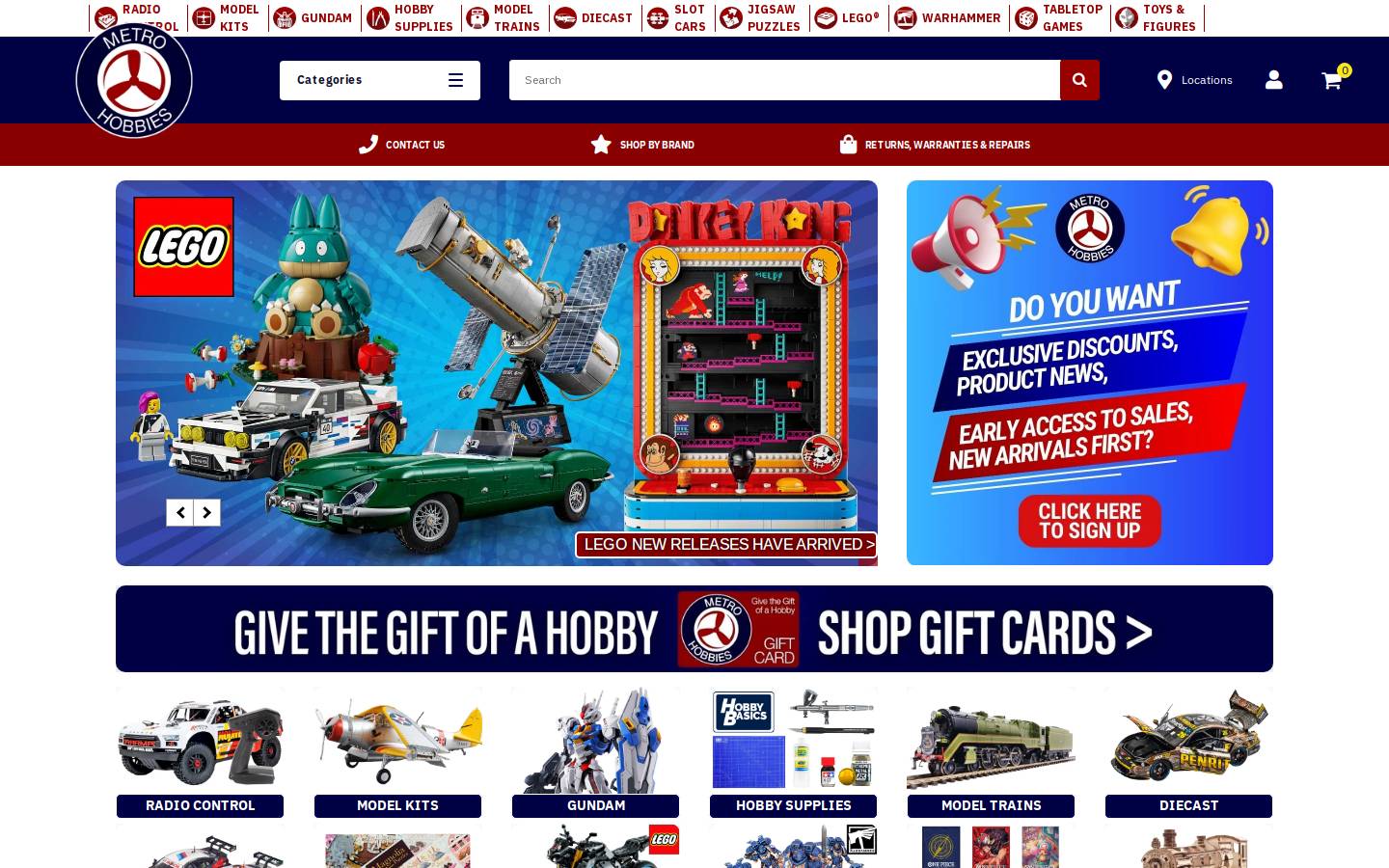 Metro Hobbies homepage screenshot