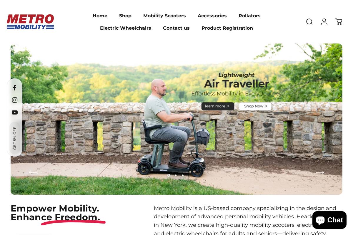 Metromobility homepage screenshot