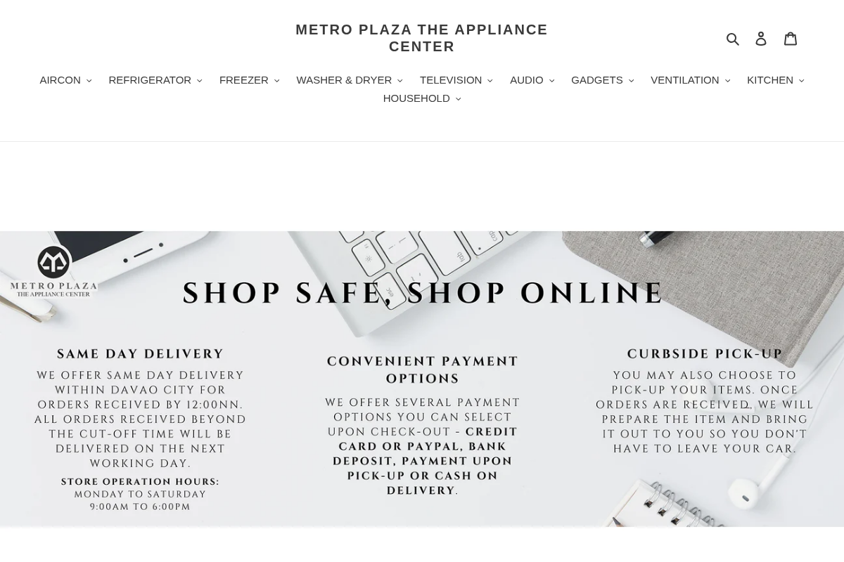 METRO PLAZA THE APPLIANCE CENTER homepage screenshot