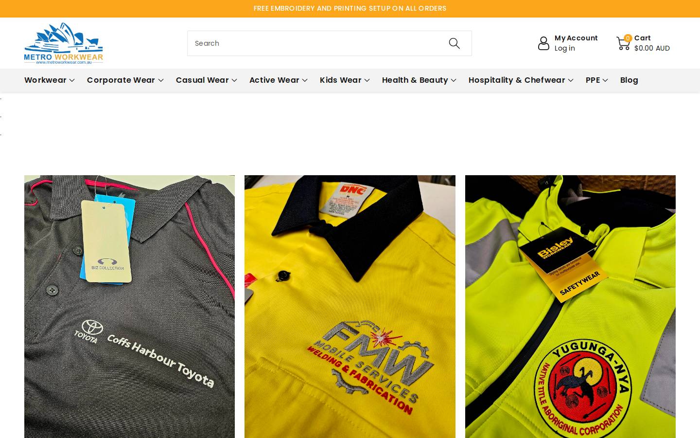 metroworkwear.com.au homepage screenshot