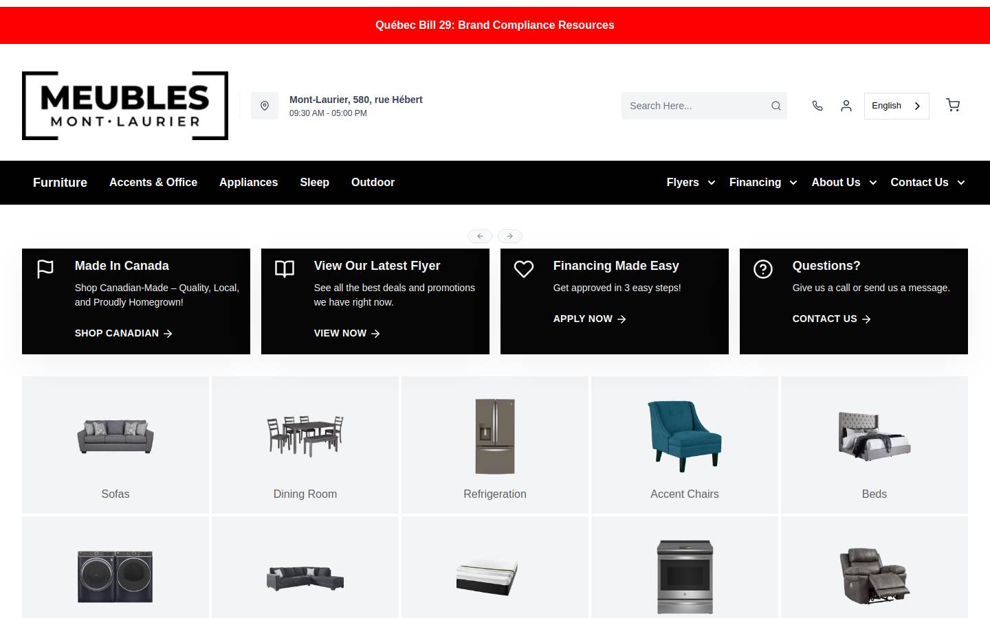 meublesml.com homepage screenshot