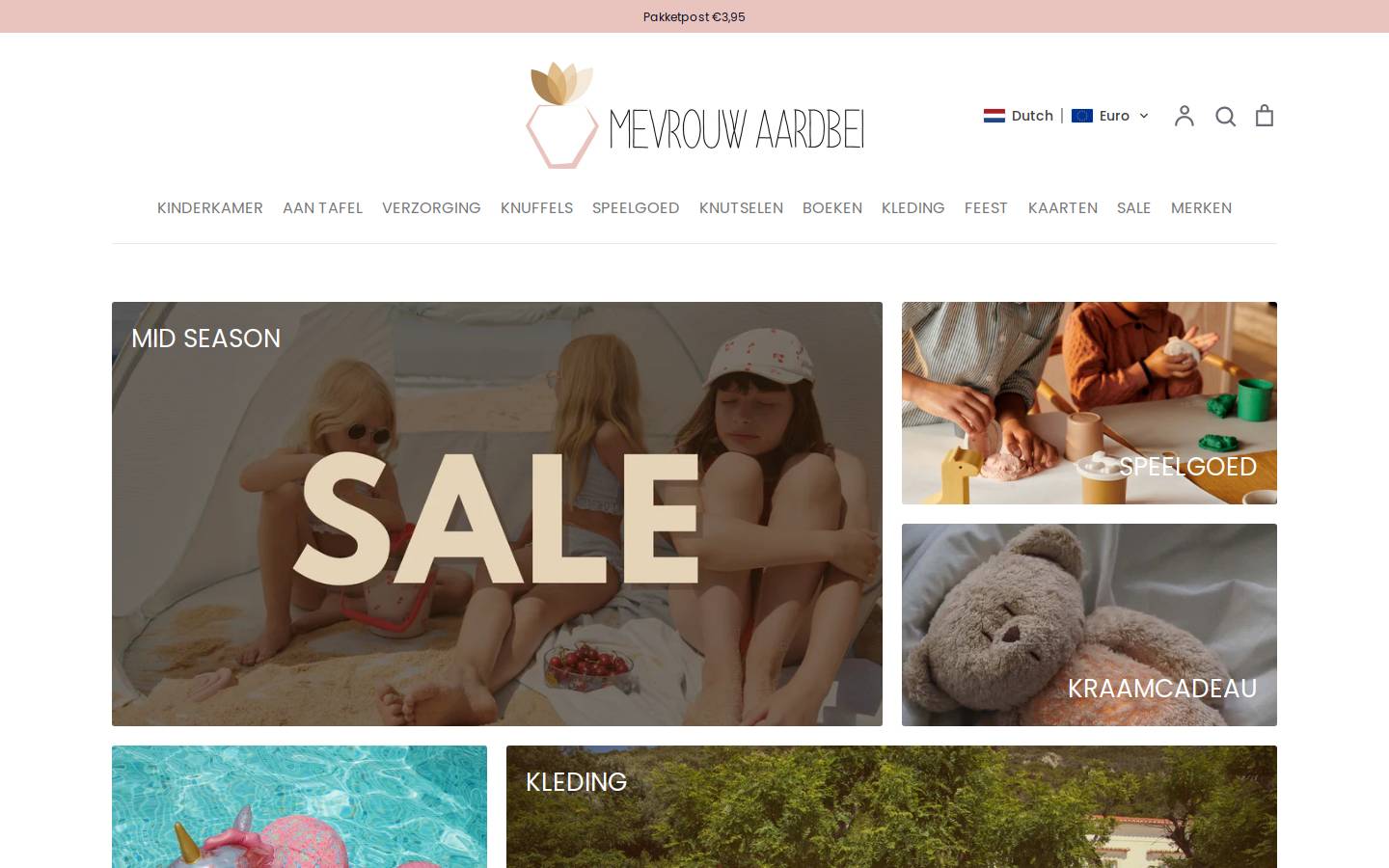 Mevrouw Aardbei homepage screenshot